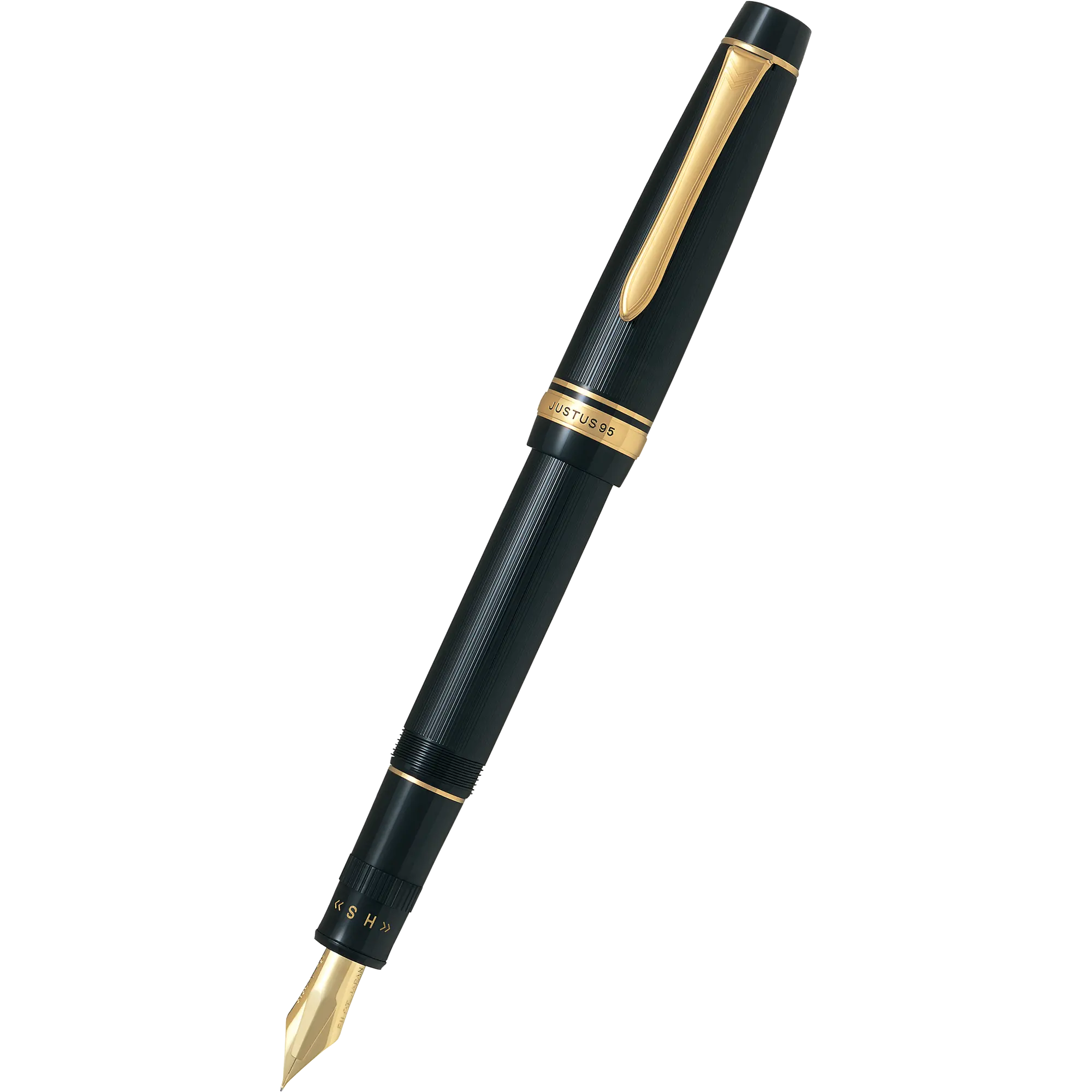 Pilot Justus 95 Fountain Pen - Black - Gold Trim-Pen Boutique Ltd