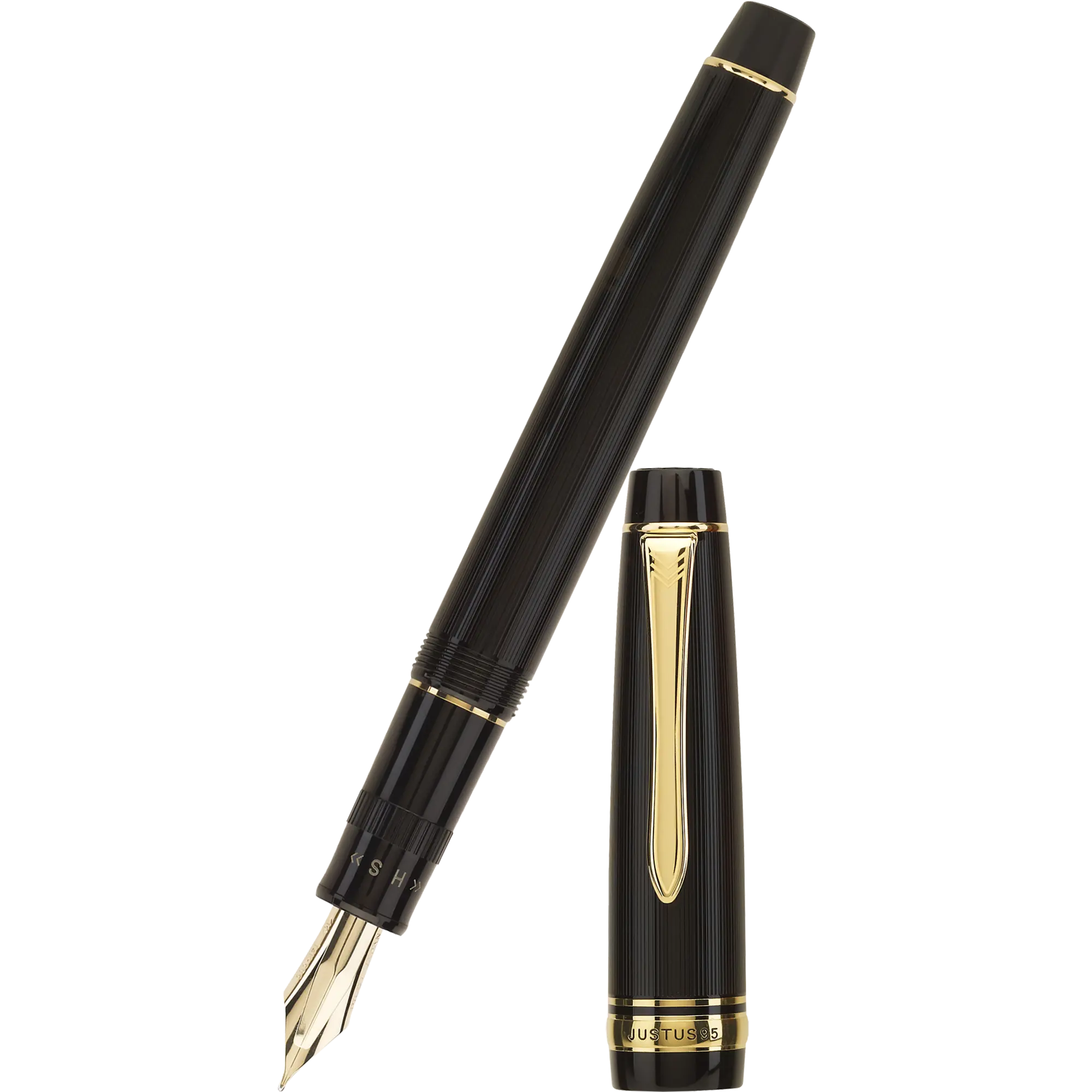 Pilot Justus 95 Fountain Pen - Black - Gold Trim-Pen Boutique Ltd