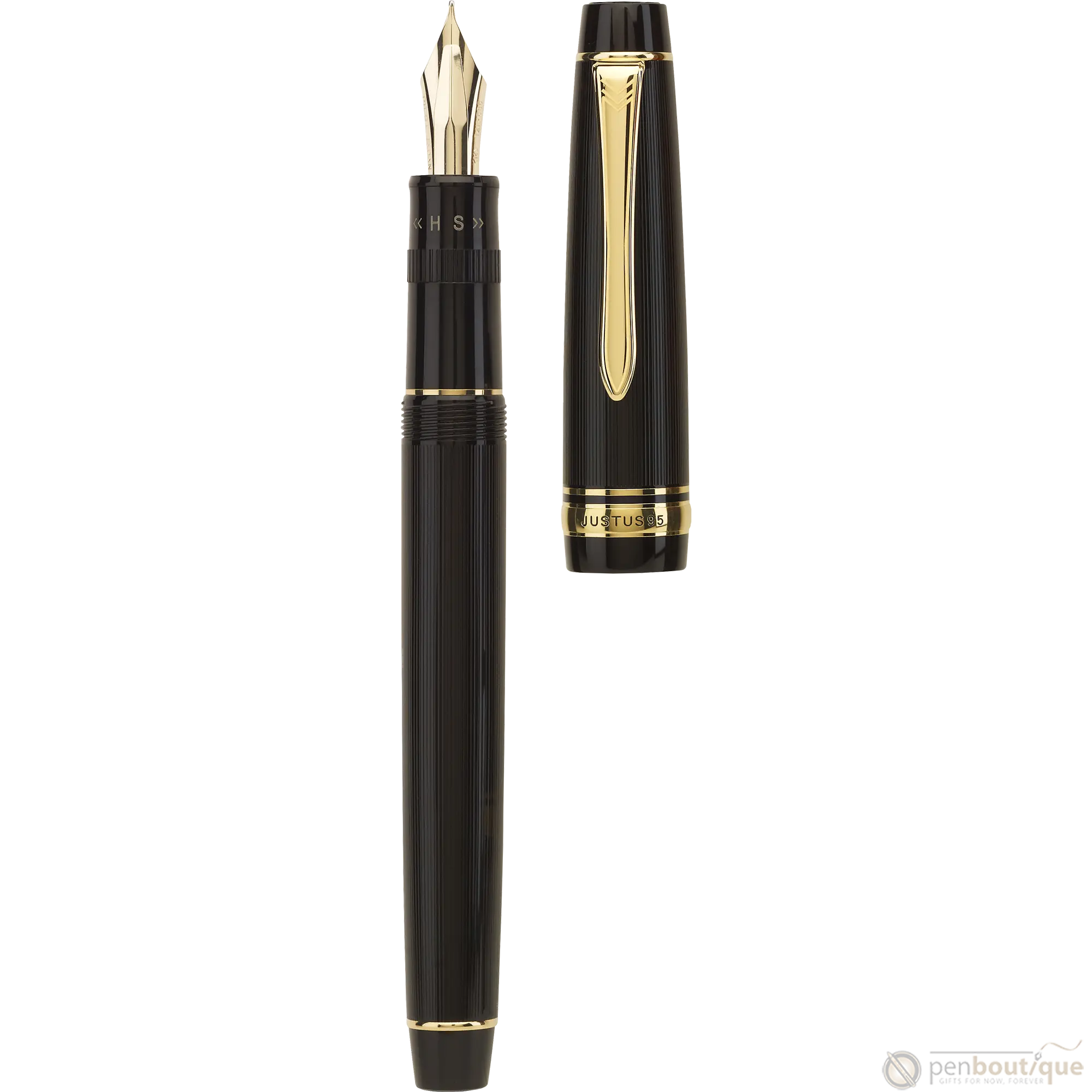 Pilot Justus 95 Fountain Pen - Black - Gold Trim-Pen Boutique Ltd