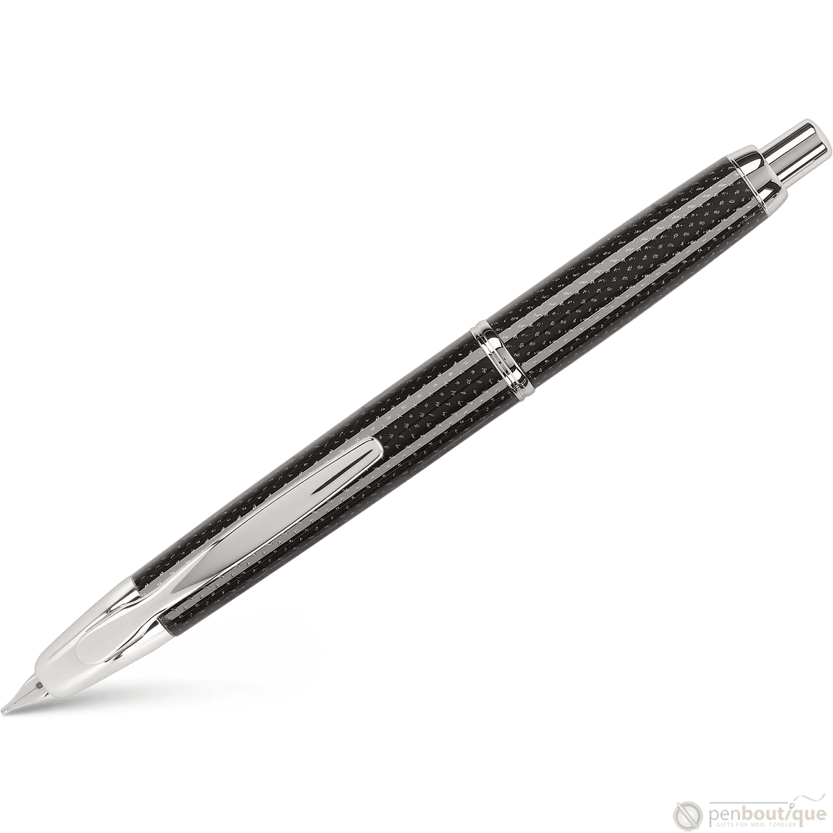 Pilot Vanishing Point Fountain Pen - Black Carbonesque - Rhodium Trim - Pen Boutique Ltd