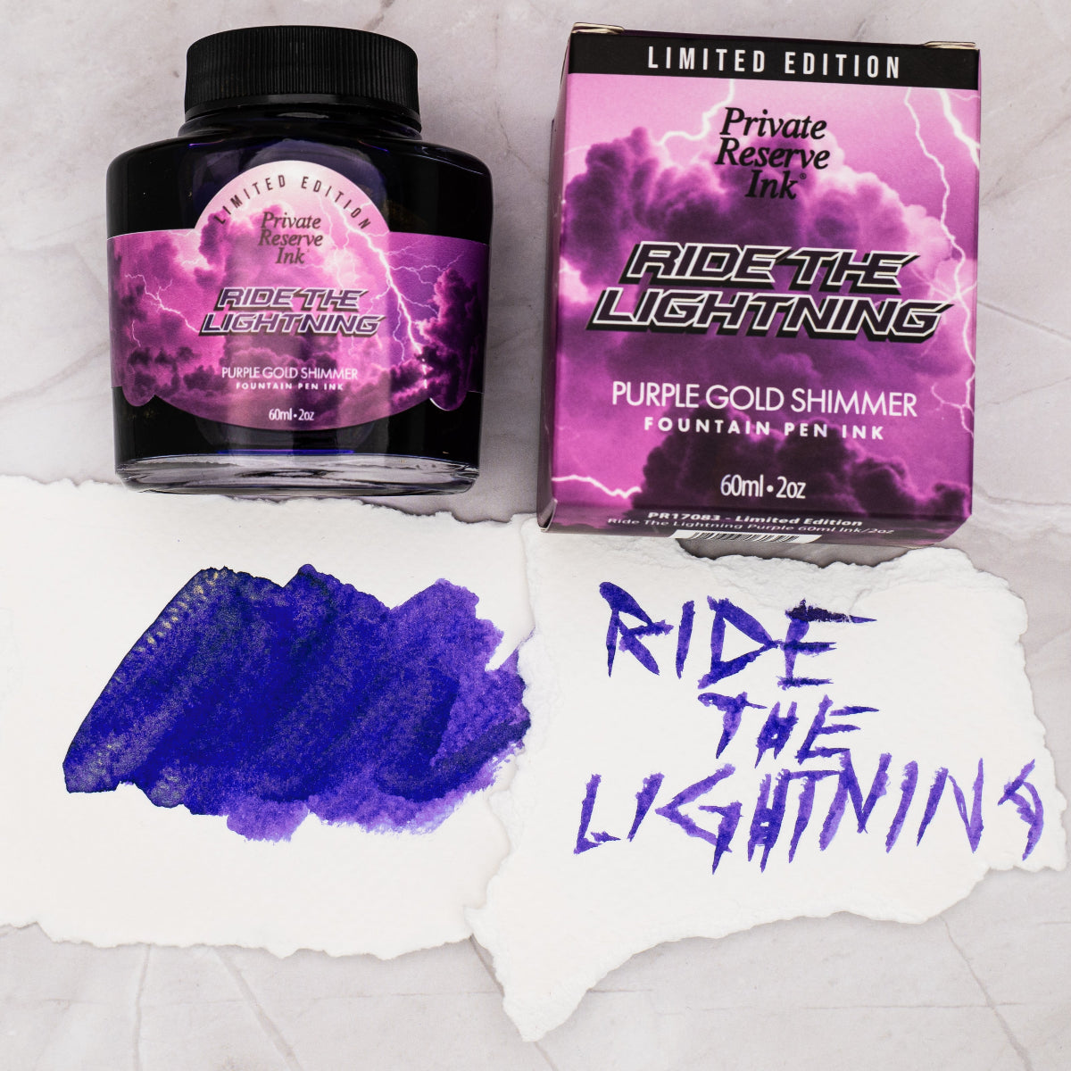Private Reserve Ink Bottle - Ride The Lightning Purple Gold Shimmer - 60ml (Limited Edition)-Pen Boutique Ltd