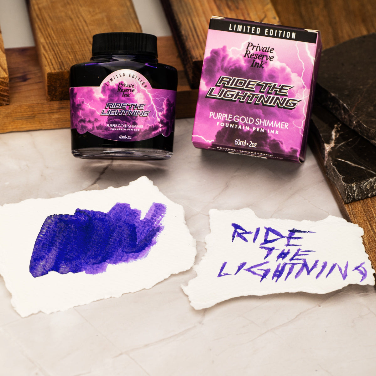 Private Reserve Ink Bottle - Ride The Lightning Purple Gold Shimmer - 60ml (Limited Edition)-Pen Boutique Ltd