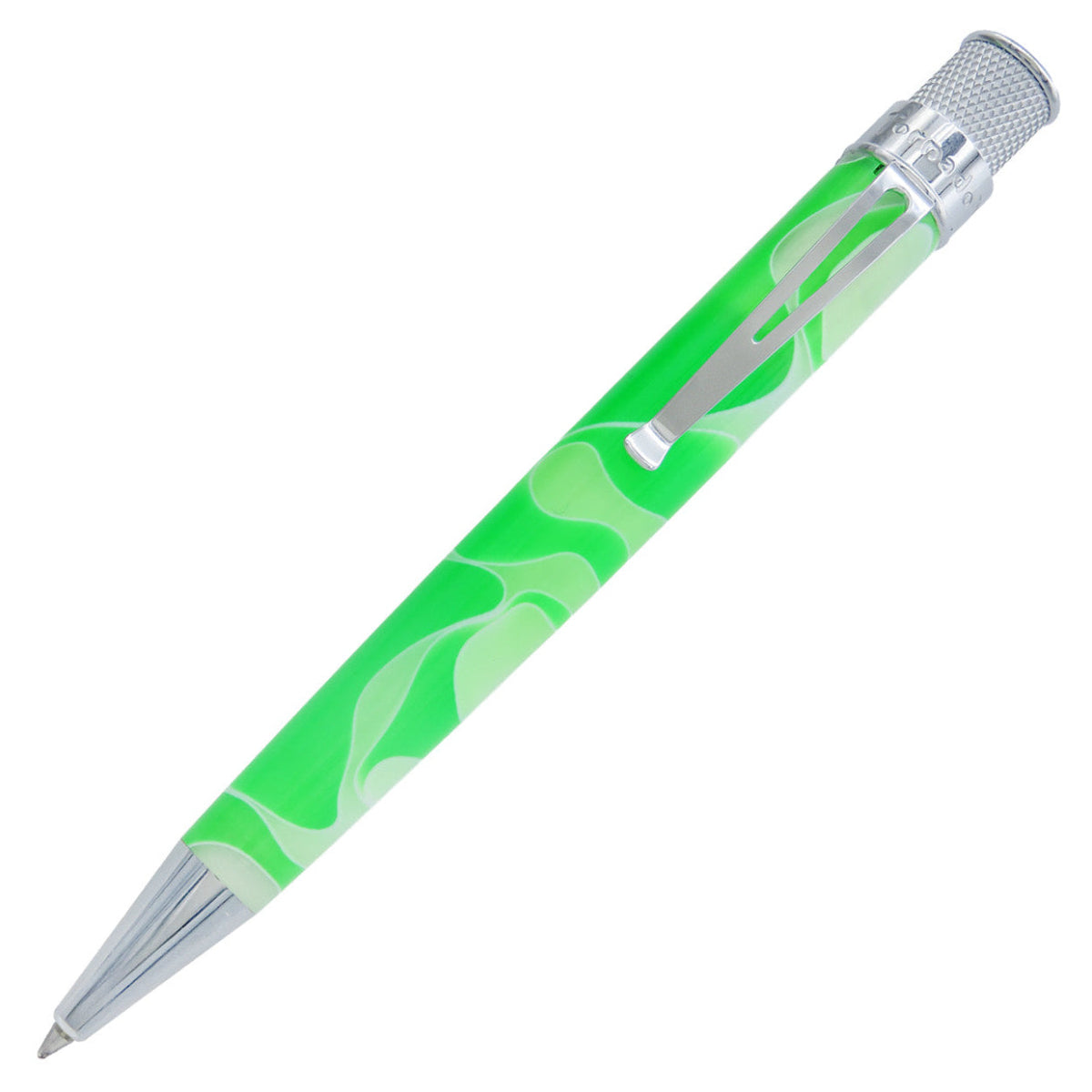 Retro 51 Tornado Acrylic Rollerball Pen - Cosmic Green & White Swirl-Pen Boutique Ltd