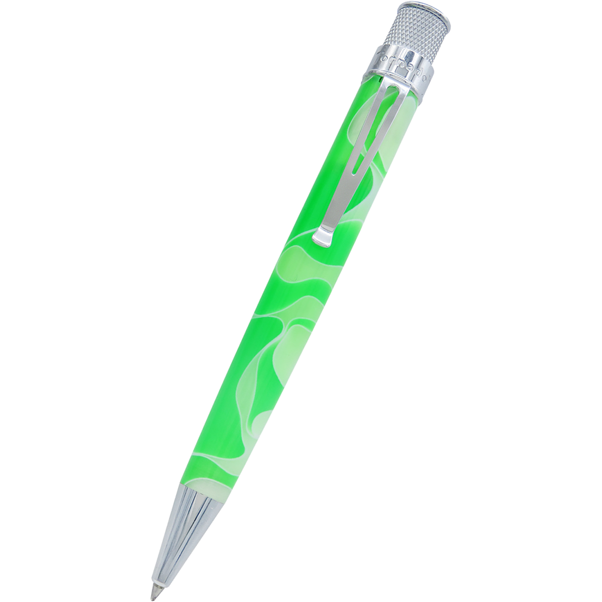 Retro 51 Tornado Acrylic Rollerball Pen - Cosmic Green & White Swirl-Pen Boutique Ltd