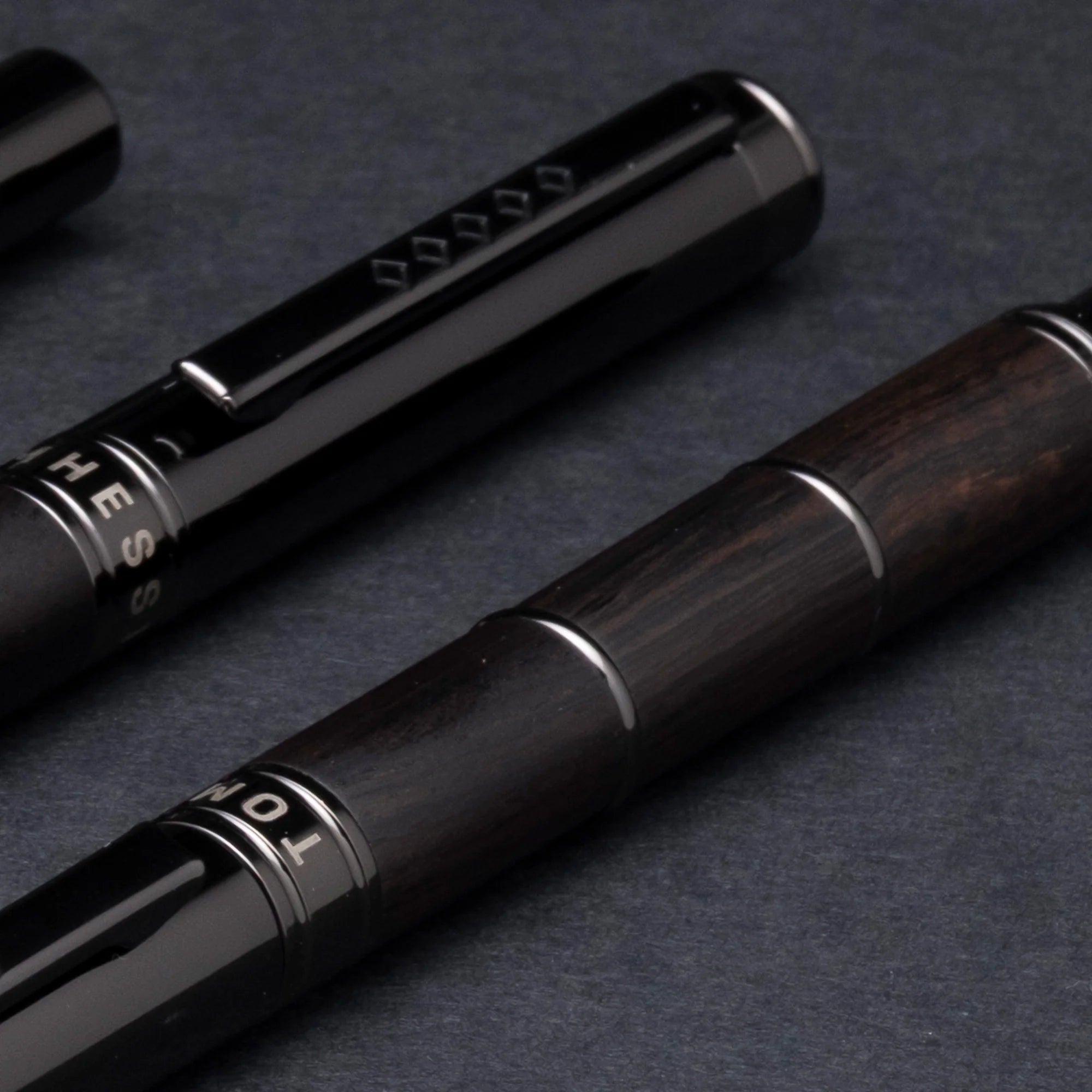 Tom Hessin Revolution Charcoal Ballpoint Pen Wooden Barrel & Gunmetal Trim - Pen Boutique Ltd