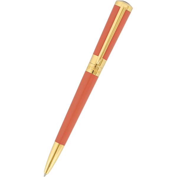 S T Dupont Liberte Ballpoint Pen - Coral - Gold Trim