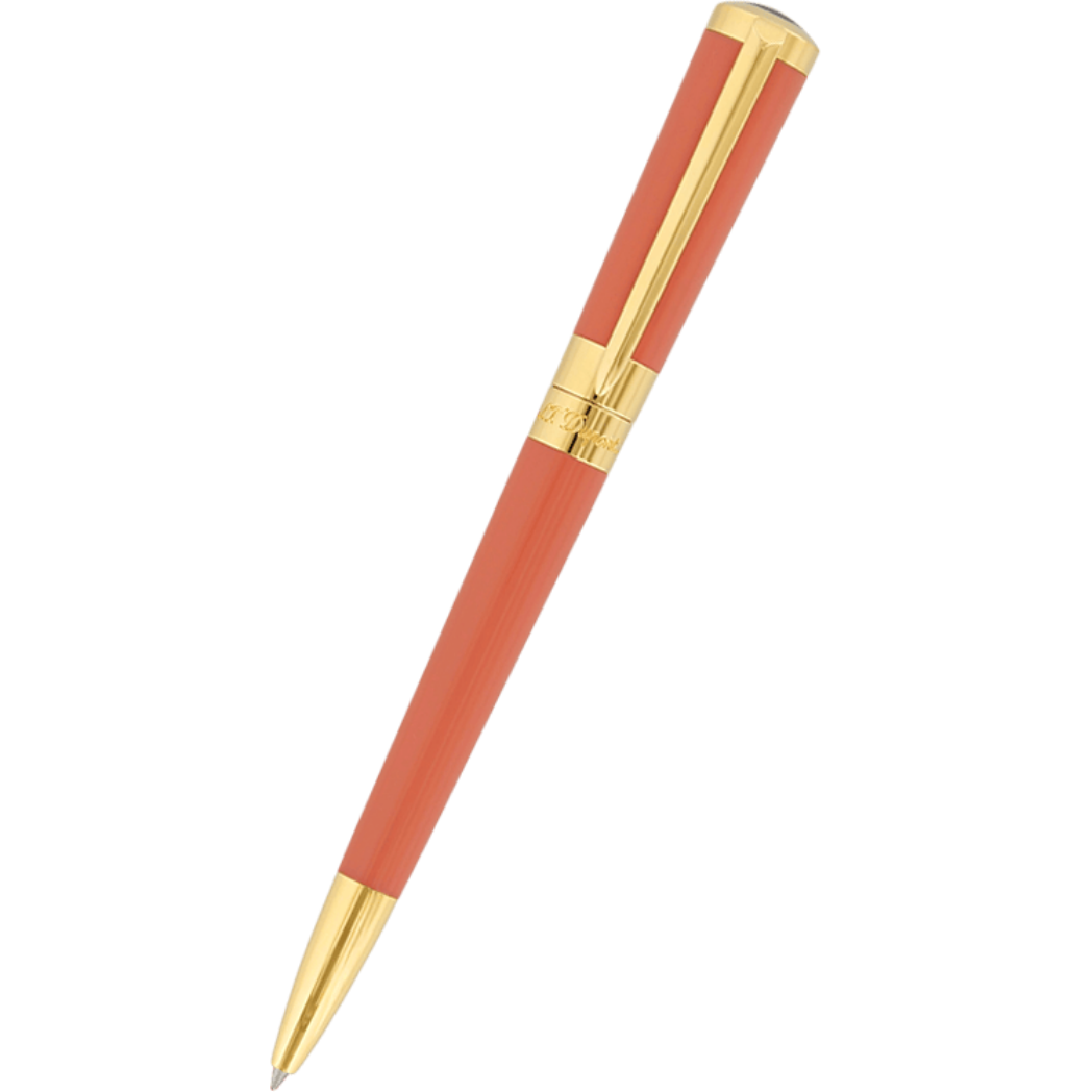 S T Dupont Liberte Ballpoint Pen - Coral - Gold Trim
