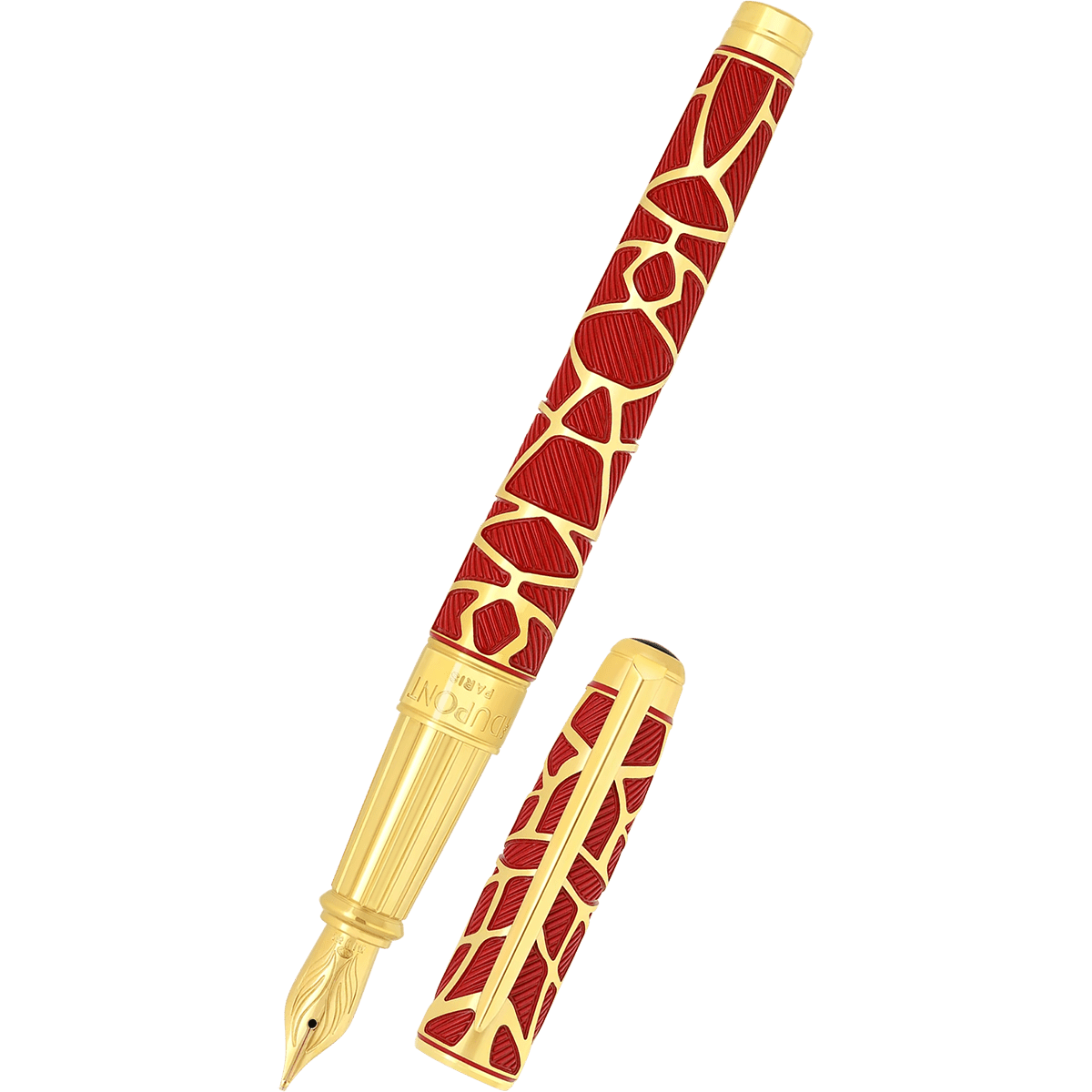 S T Dupont Line D Eternity Fountain Pen - Limited Edition - Orlinski Red - Yellow Gold Trim (Large) - Pen Boutique Ltd