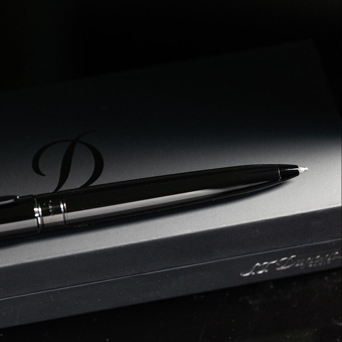 S T Dupont Line D Ballpoint Pen - Eternity Silky Black (Large)-Pen Boutique Ltd