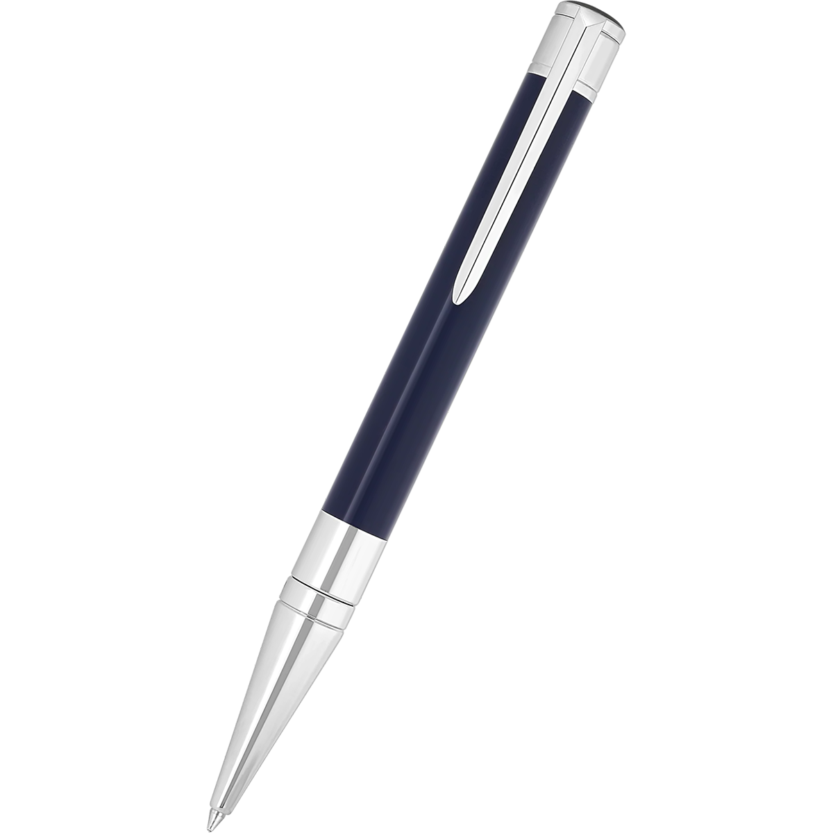 S T Dupont D-Initial Ballpoint Pen - Blue - Chrome Trim-Pen Boutique Ltd