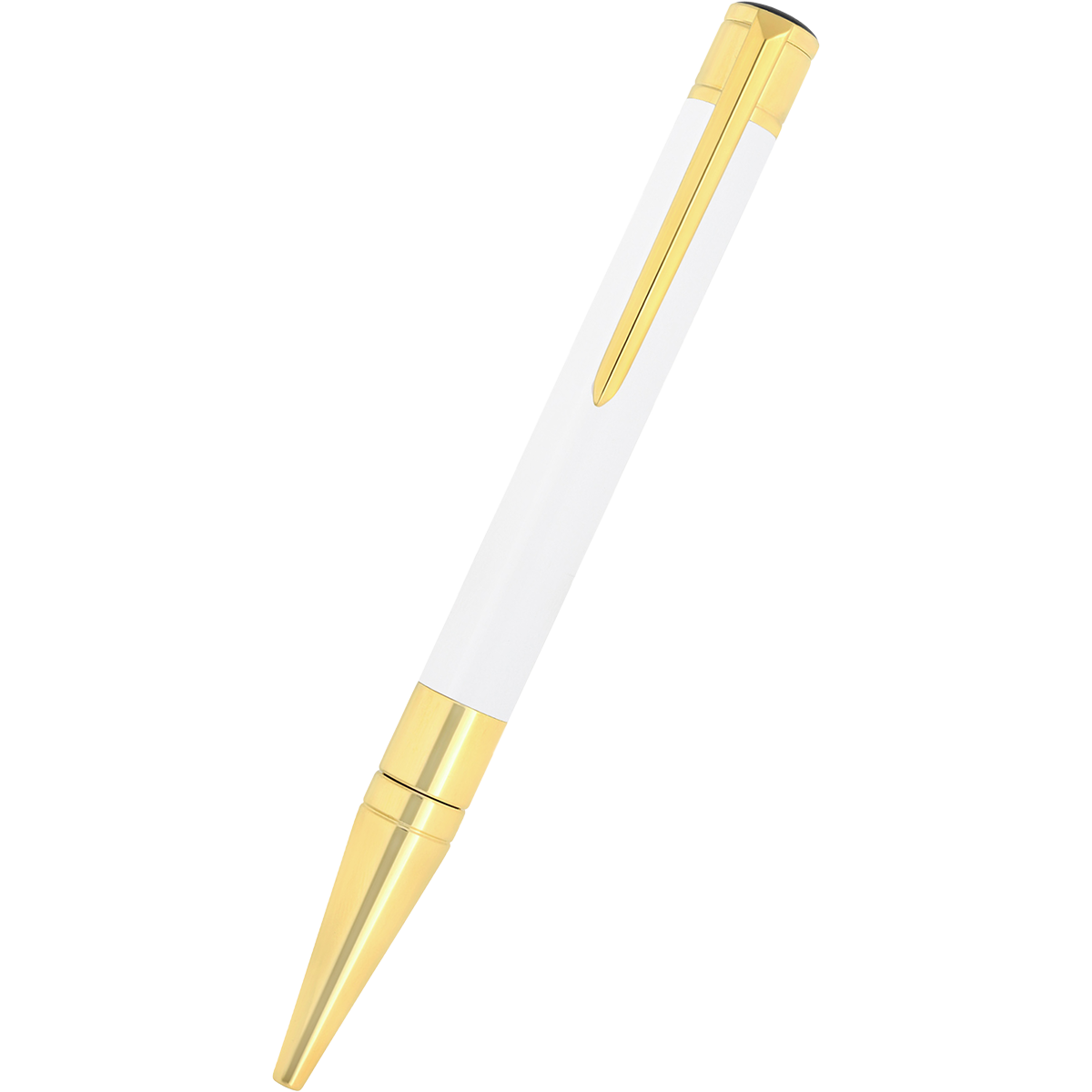 S T Dupont D-Initial Ballpoint Pen - White - Gold Trim-Pen Boutique Ltd
