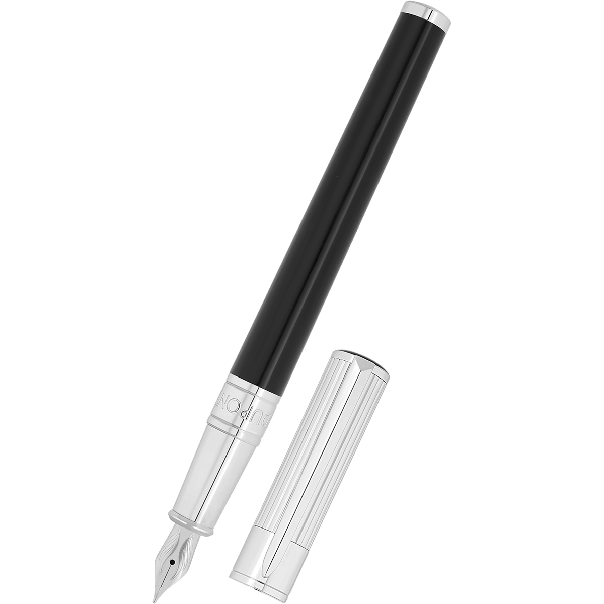 S T Dupont D - Initial Fountain Pen - Duotone - Chrome Trim - Pen Boutique Ltd