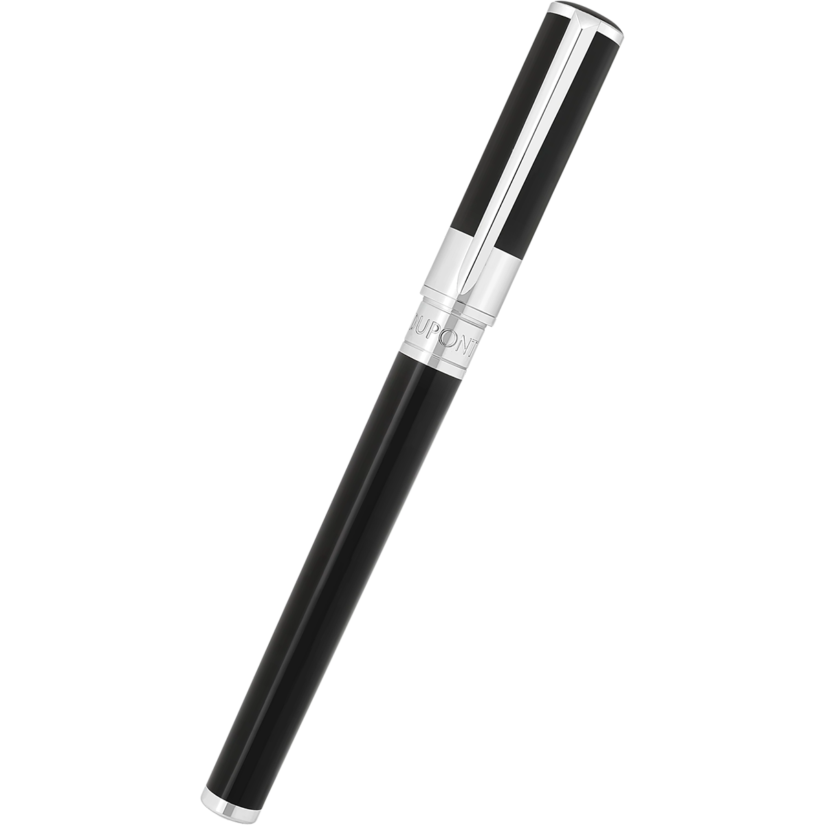 S T Dupont D-Initial Rollerball Pen - Black - Chrome Trim-Pen Boutique Ltd