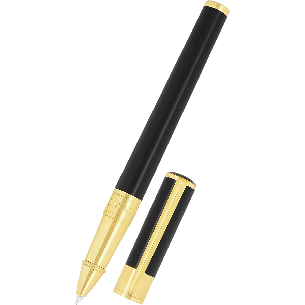 S T Dupont D-Initial Rollerball Pen - Black - Gold Trim-Pen Boutique Ltd
