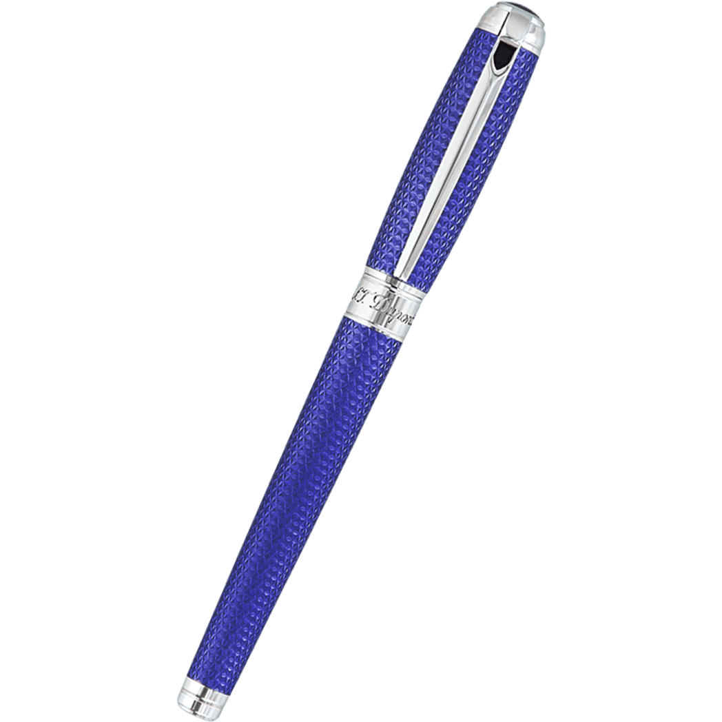 ON Sale: S T Dupont Line D Fountain Pen - Velvet Firehead Guilloche - Ocean Blue - Pen Boutique Ltd