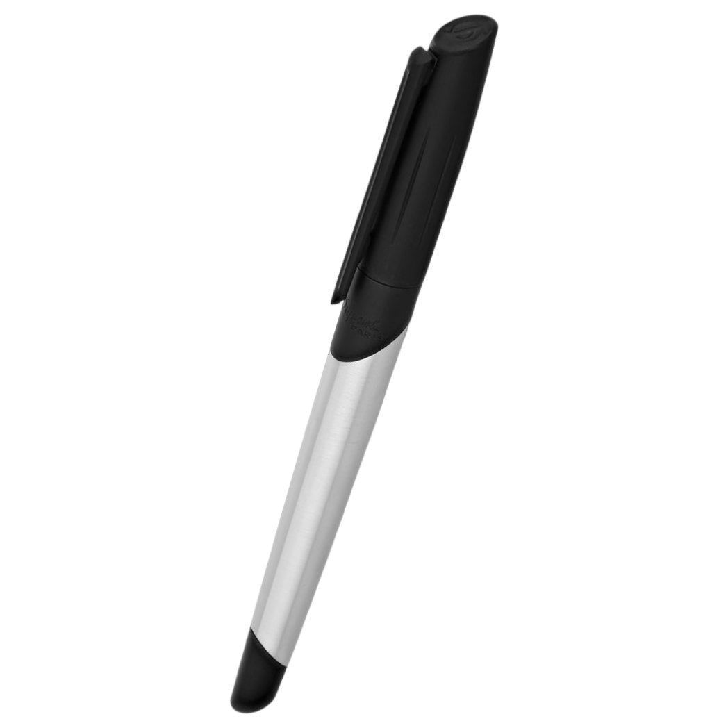 S.T. Dupont Defi Millennium Stealth Fountain Pen - Brushed Chrome with Matte Black - Pen Boutique Ltd