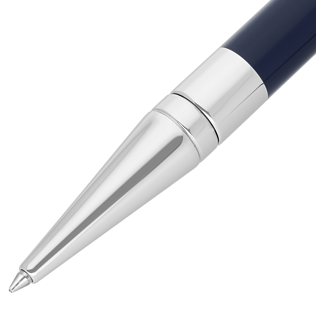 S T Dupont D-Initial Ballpoint Pen - Blue - Chrome Trim-Pen Boutique Ltd