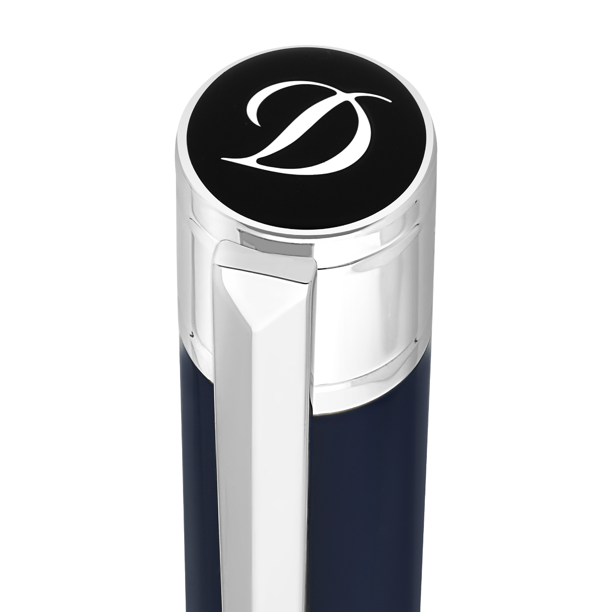 S T Dupont D-Initial Ballpoint Pen - Blue - Chrome Trim-Pen Boutique Ltd