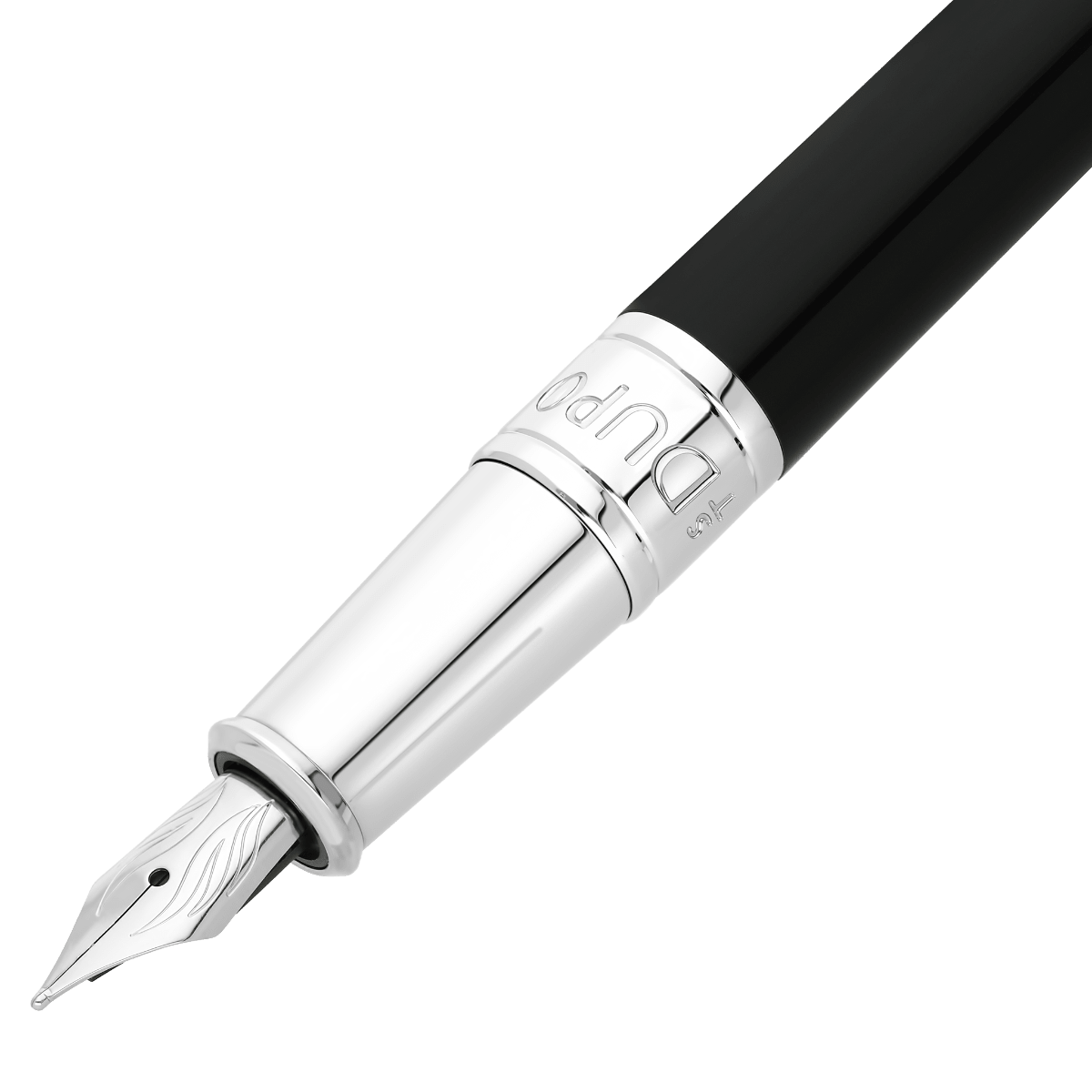 S T Dupont D - Initial Fountain Pen - Black - Chrome Trim - Pen Boutique Ltd