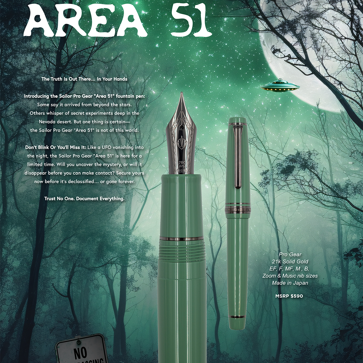 Sailor Professional Gear Fountain Pen - Area 51 - Standard (North America Exclusive)-Pen Boutique Ltd