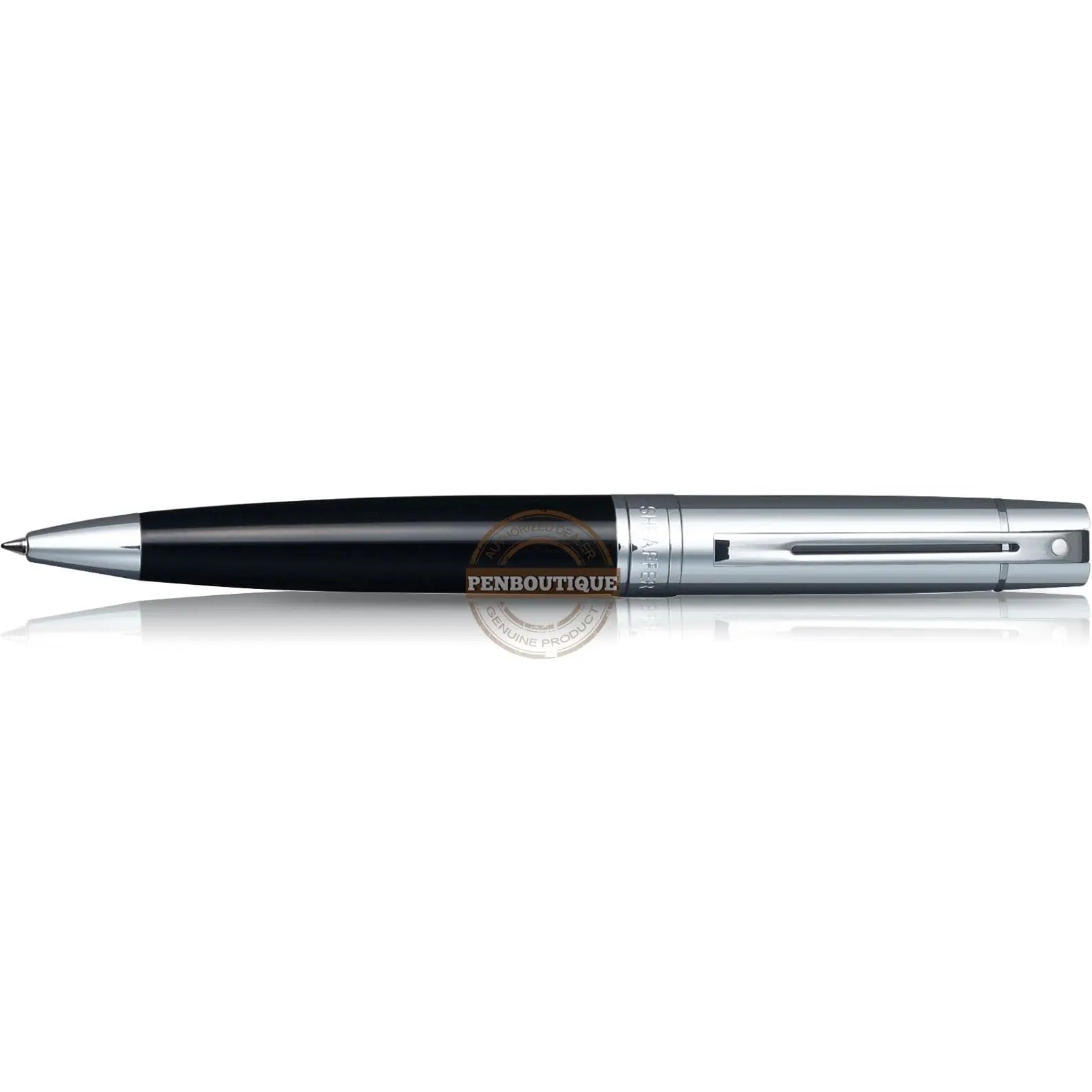 Sheaffer 300 Black Barrel Chrome Cap Ballpoint Pen-Pen Boutique Ltd