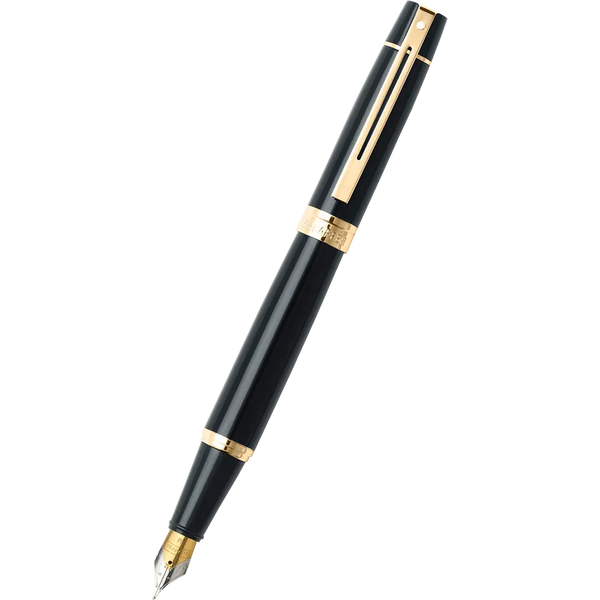 Sheaffer 300 Glossy Black Gold Trim Fountain Pen-Pen Boutique Ltd