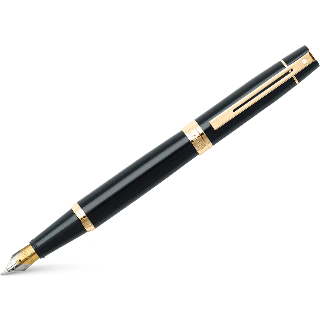 Sheaffer 300 Glossy Black Gold Trim Fountain Pen-Pen Boutique Ltd