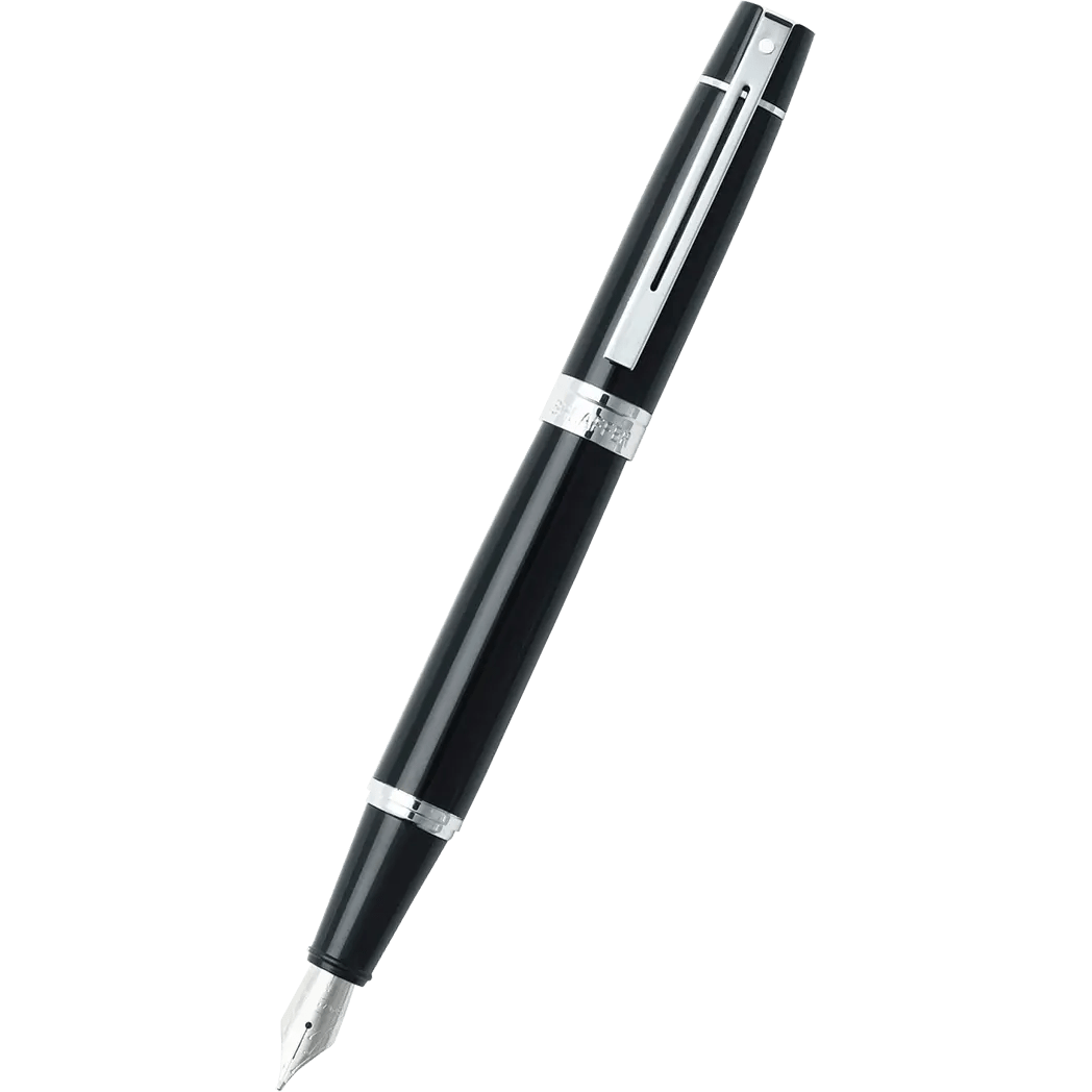Sheaffer 300 Glossy Black with Chrome Trim Fountain Pen - Fine - Pen Boutique Ltd