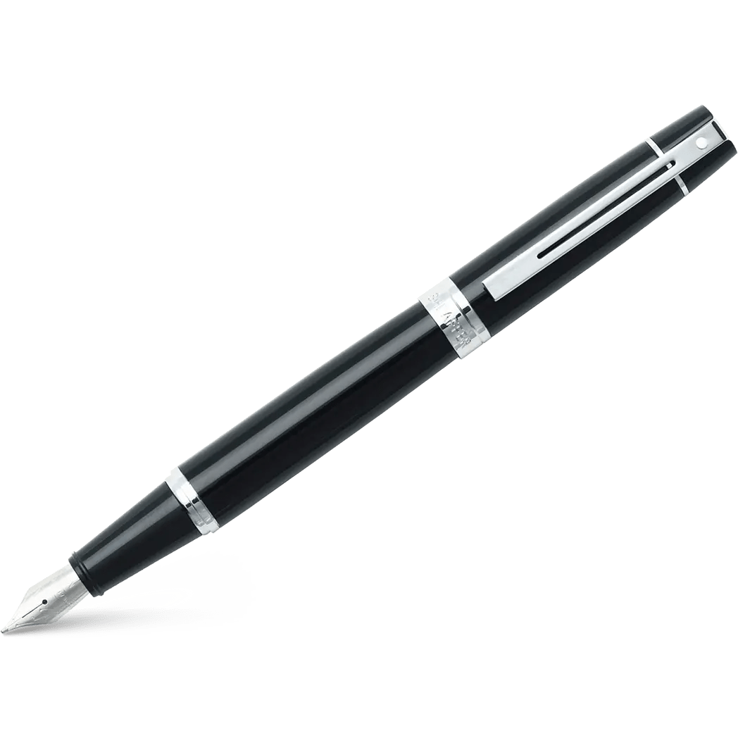 Sheaffer 300 Glossy Black with Chrome Trim Fountain Pen - Fine - Pen Boutique Ltd
