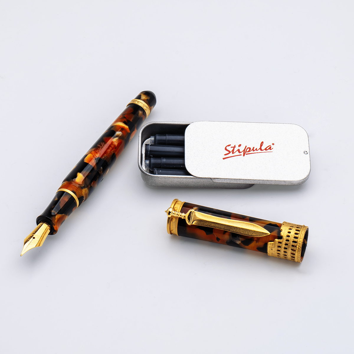 Stipula Gladiator Fountain Pen - Paestrum Tortoise - Pen Boutique Ltd