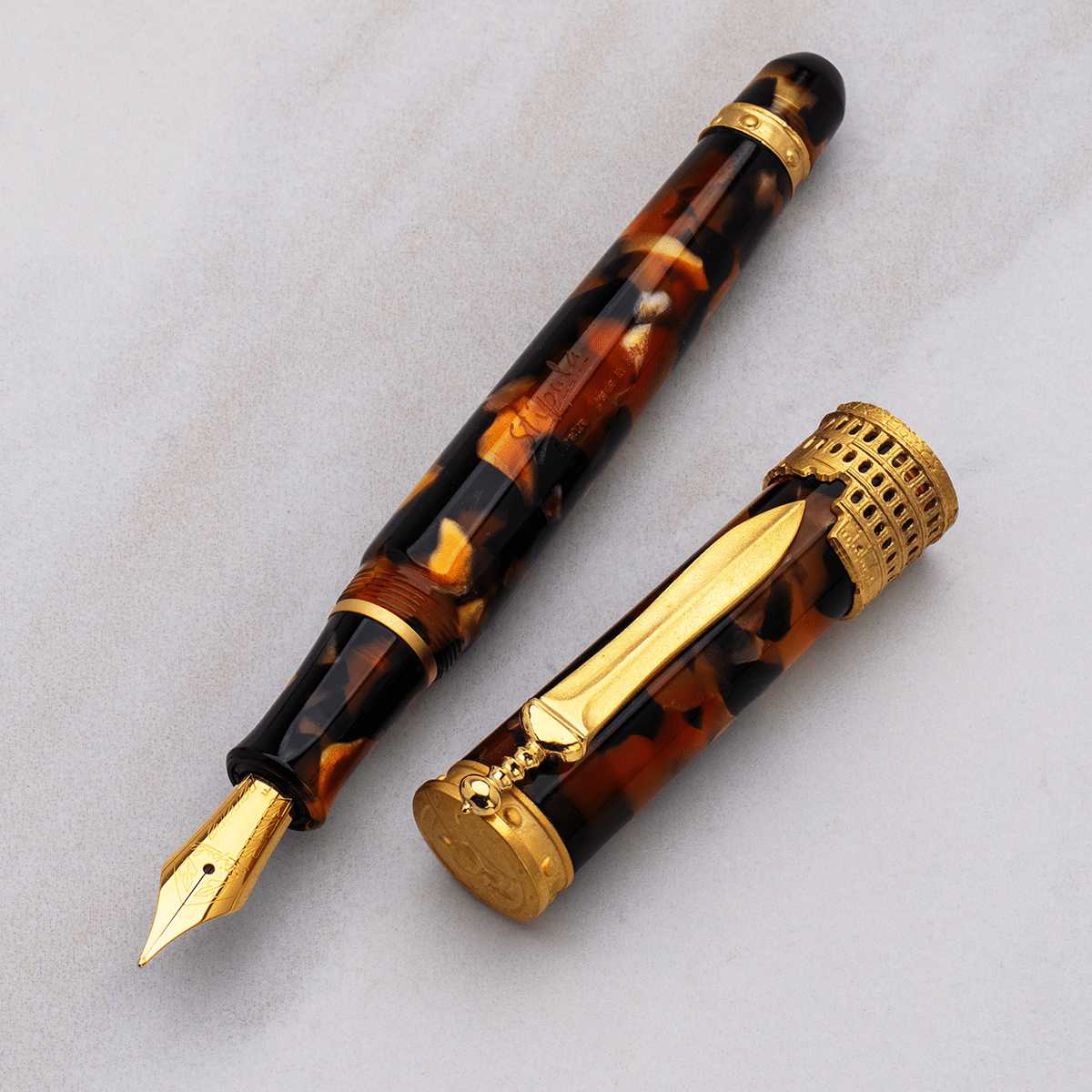 Stipula Gladiator Fountain Pen - Paestrum Tortoise - Pen Boutique Ltd
