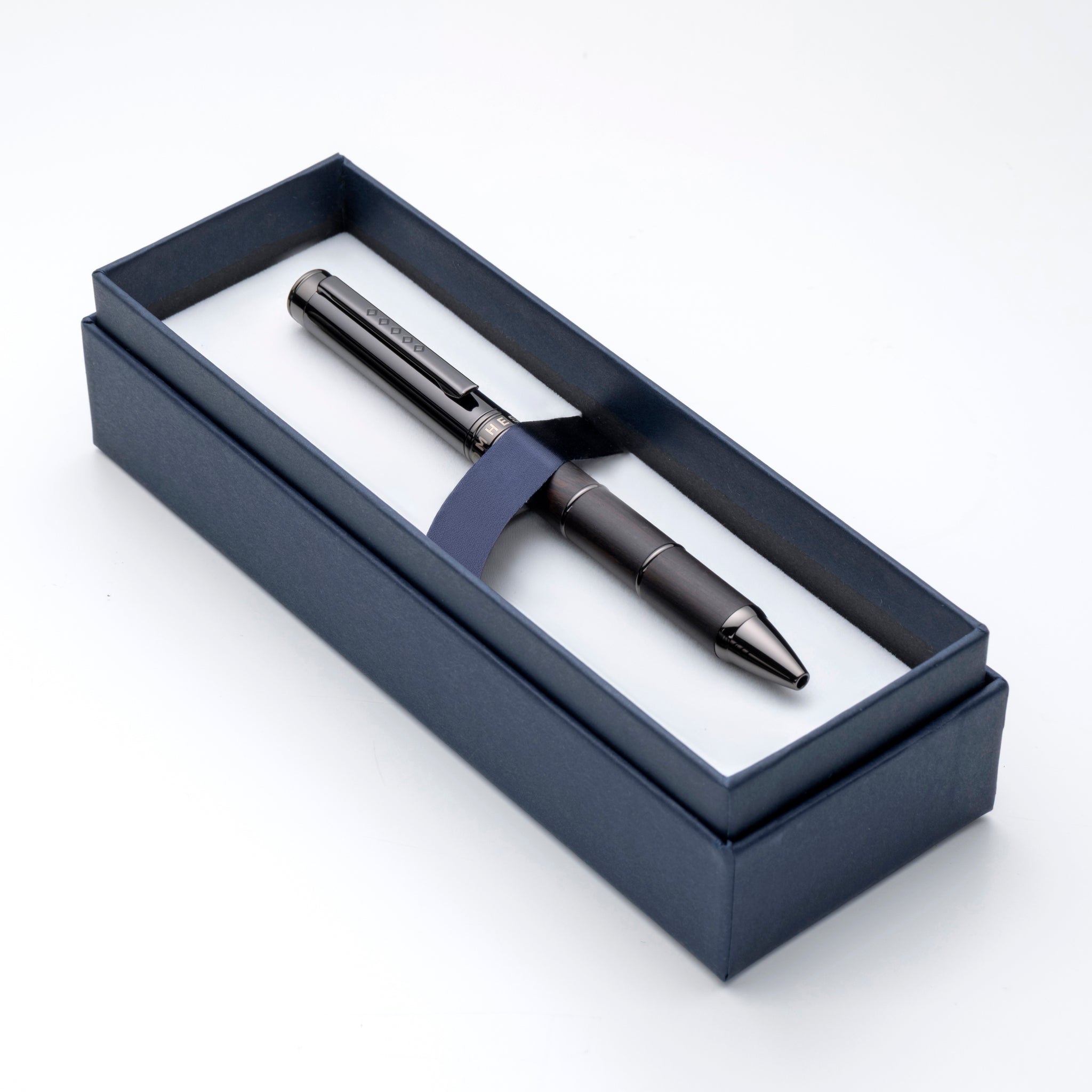 Tom Hessin Revolution Charcoal Ballpoint Pen Wooden Barrel & Gunmetal Trim - Pen Boutique Ltd