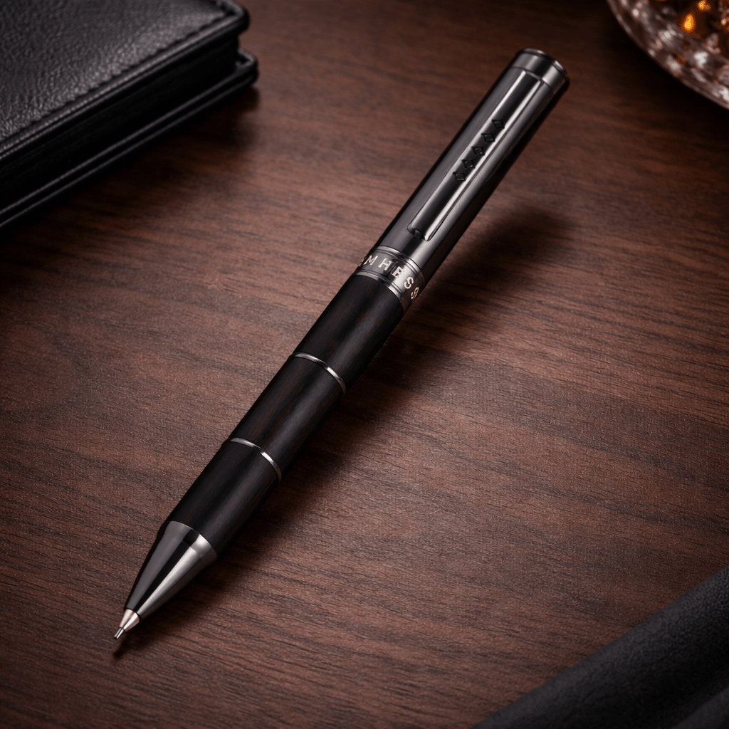 Tom Hessin Revolution Charcoal Mechanical Pencil - Wooden Barrel & Gunmetal Trim - Pen Boutique Ltd