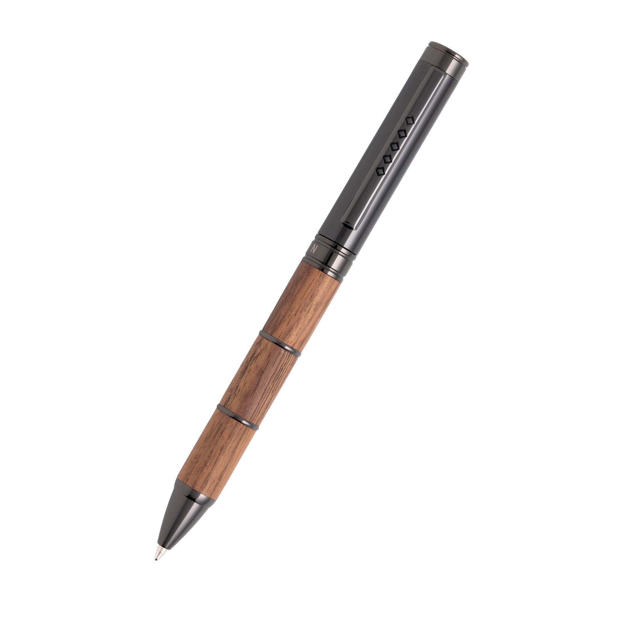 Tom Hessin Revolution Rustic Ballpoint Pen - Walnut Wood Barrel & Gunmetal Trim - Pen Boutique Ltd