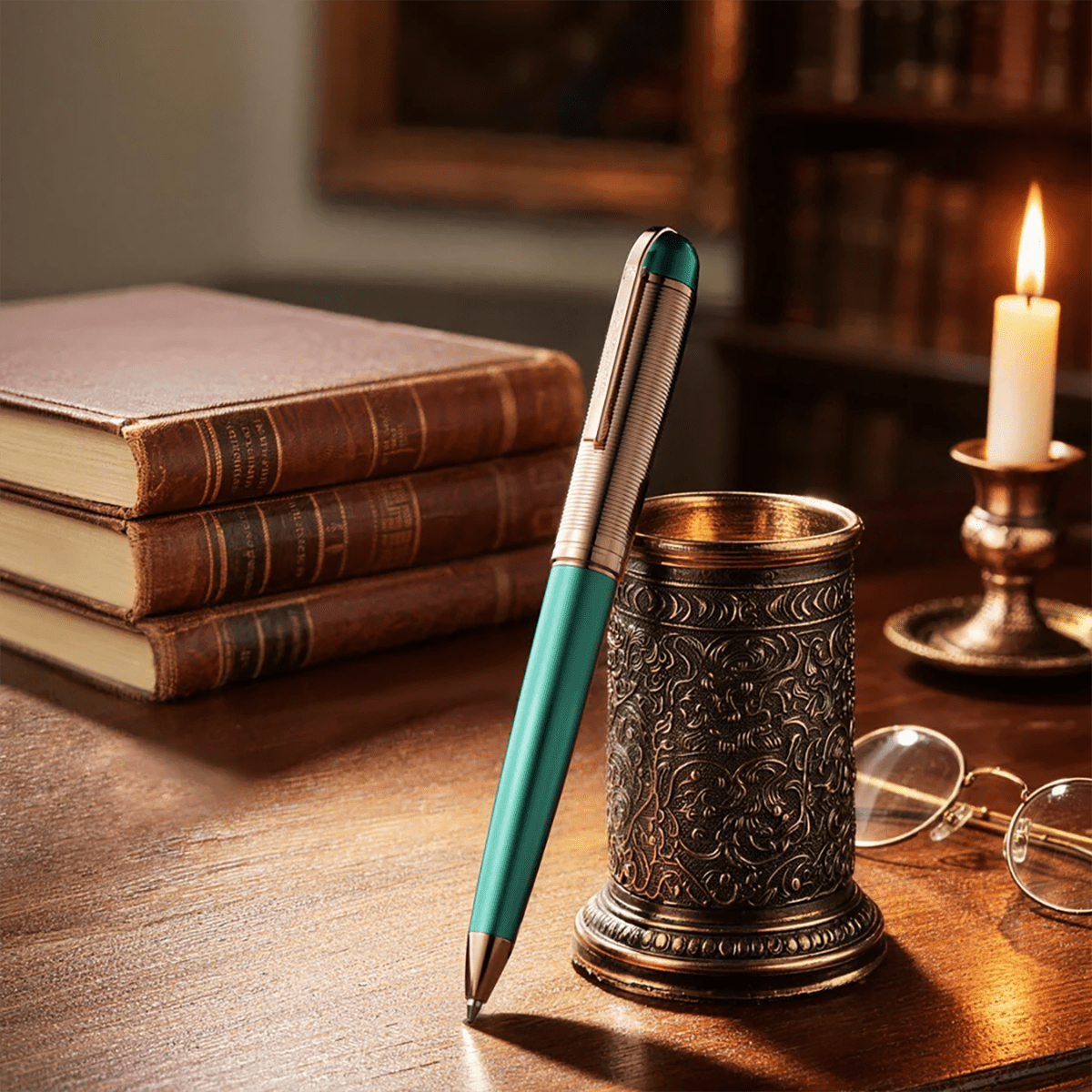 Wahl-Eversharp Skyline Ballpoint Pen - Emerald - Rose Gold Trim - Pen Boutique Ltd