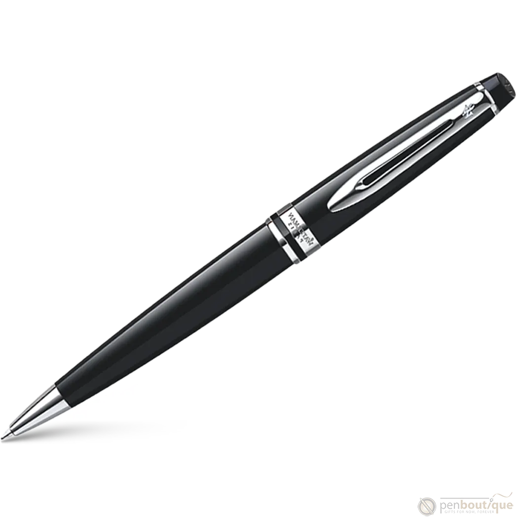 Waterman Expert Ballpoint Pen - Black - Chrome Trim - Pen Boutique Ltd