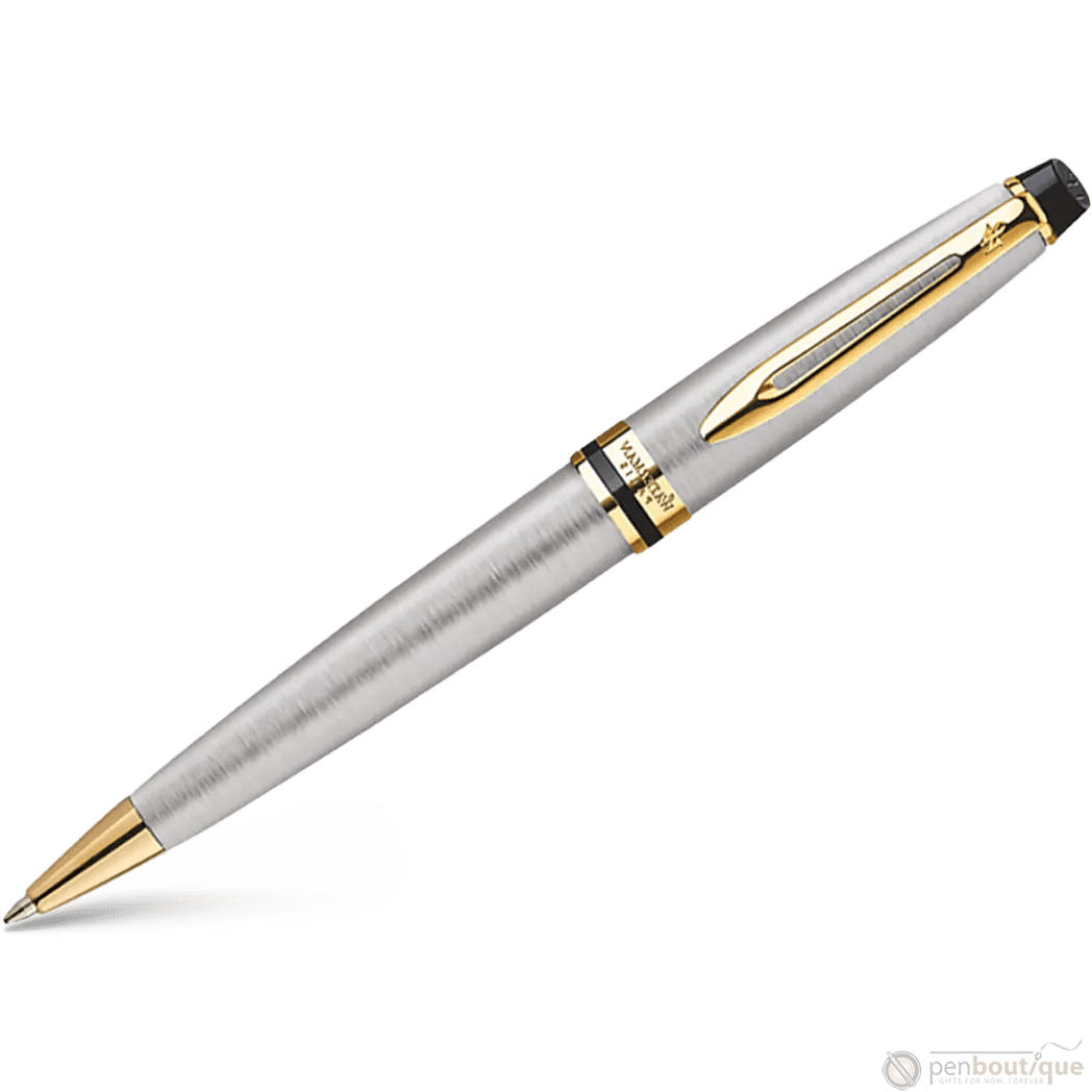 Waterman Expert Ballpoint Pen - Stainless Steel - Gold Trim - Pen Boutique Ltd