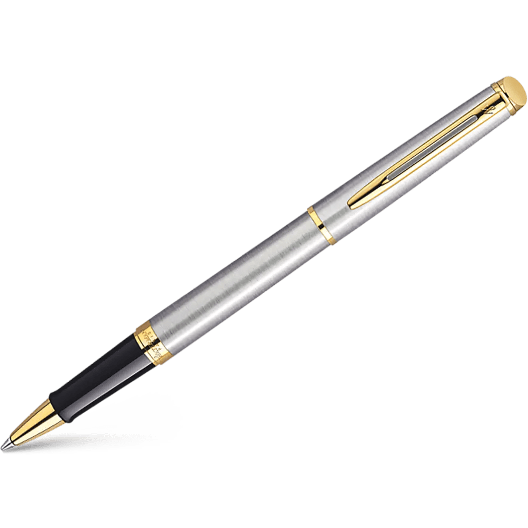 Waterman Hemisphere Rollerball Pen - Stainless Steel - Gold Trim - Pen Boutique Ltd