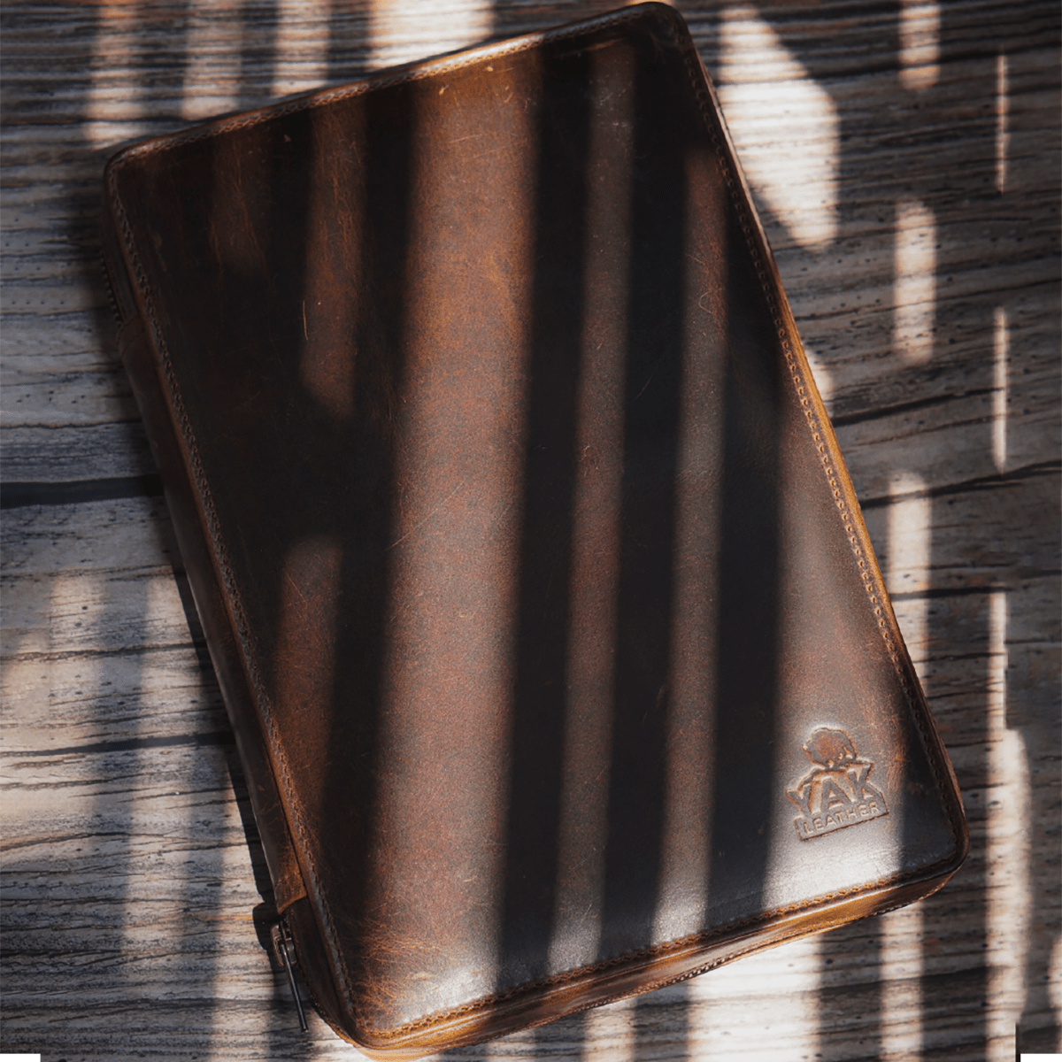 Yak Leather x Pen Boutique Zipped Folio - Crazy Horse Tan - A5 - Pen Boutique Ltd