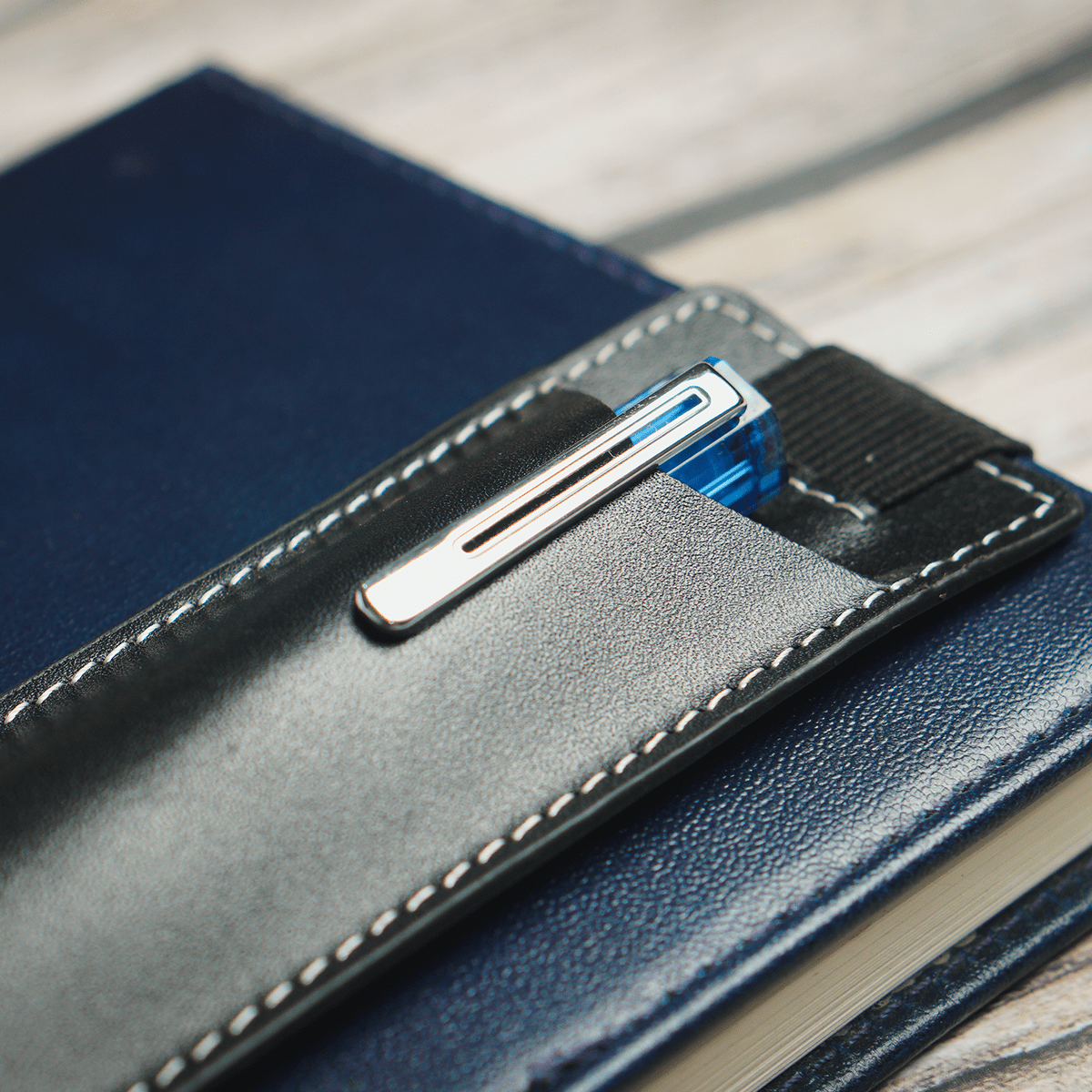 Yak Leather Elastic Pen Holder Single Pen Sleeve - Black - Pen Boutique Ltd