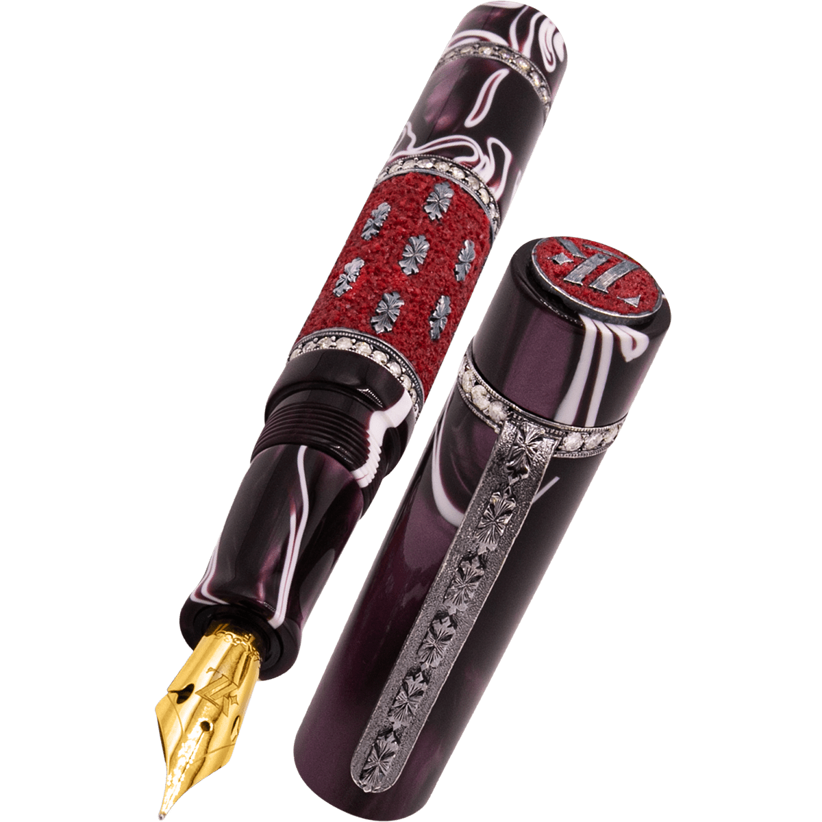 Zeki Karaca Jewellery Harman Fountain Pen - Red - Silver Trim - Pen Boutique Ltd