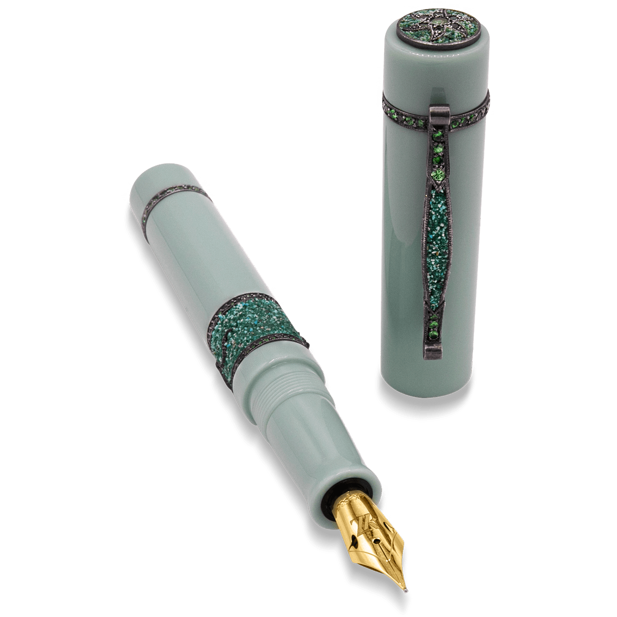 Zeki Karaca Jewellery Harman Fountain Pen - Green Garnet - Pen Boutique Ltd
