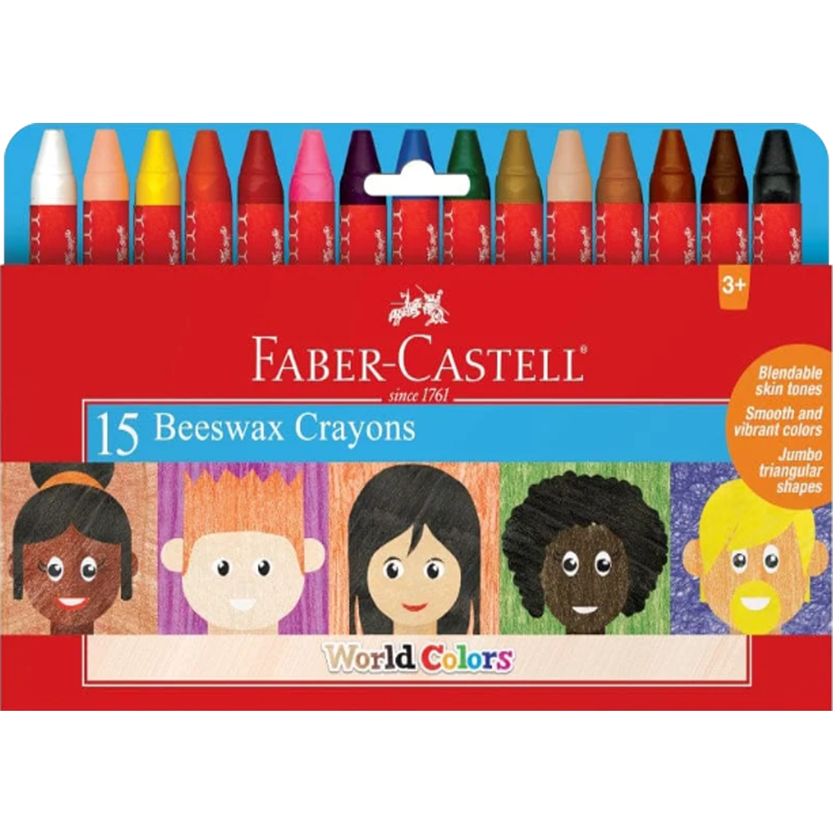 Faber-Castell World Colors – 15 Count Beeswax Crayons