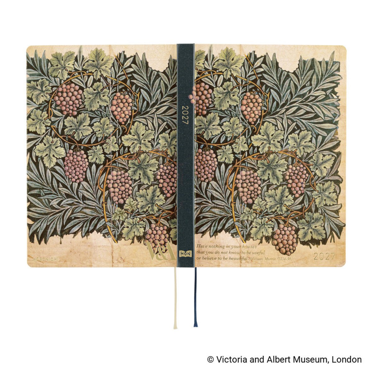 Hobonichi 2027 HON Light Hard Cover English Book - V&A Series: Vine - A5 (January Start) - Pen Boutique Ltd