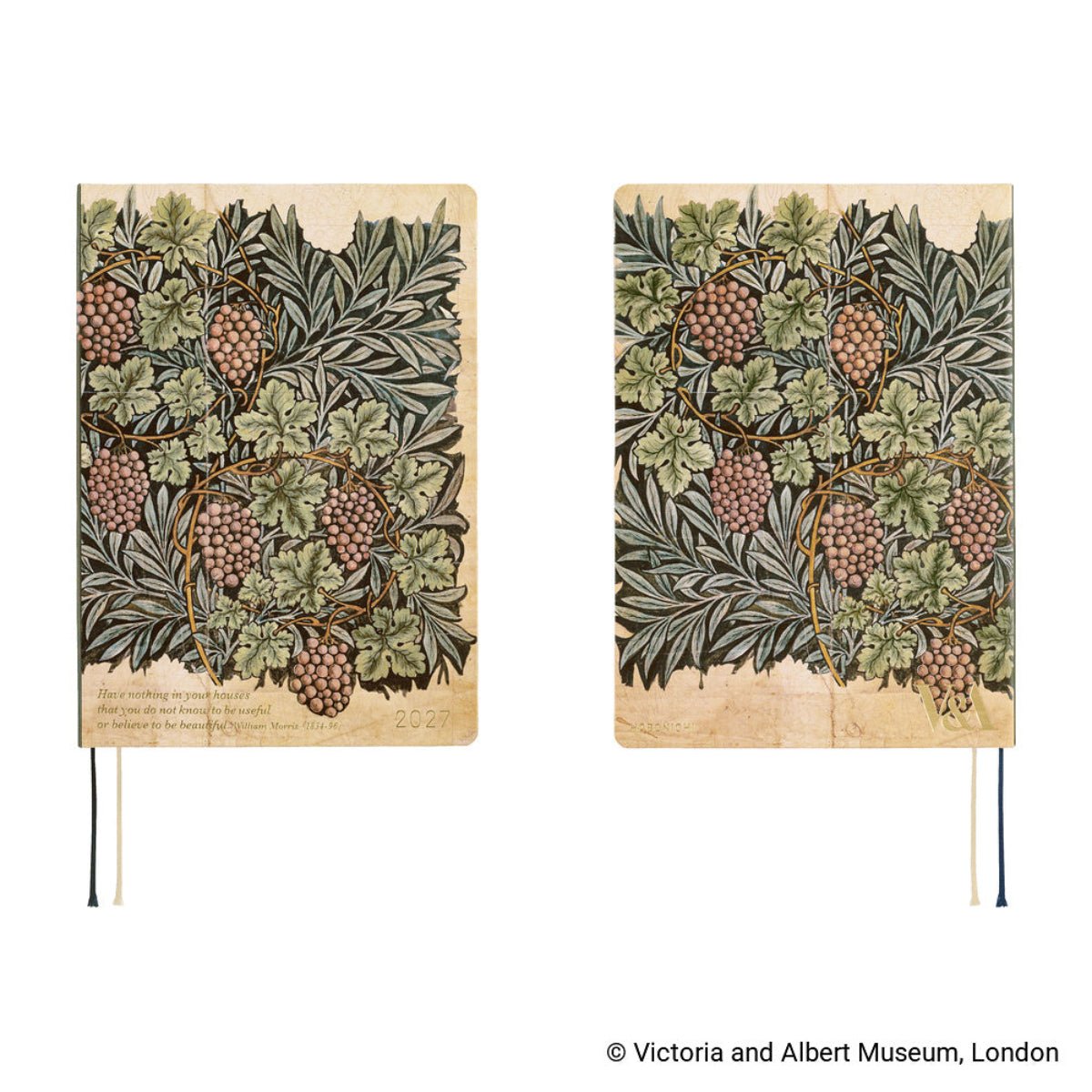Hobonichi 2027 HON Light Hard Cover English Book - V&A Series: Vine - A5 (January Start) - Pen Boutique Ltd
