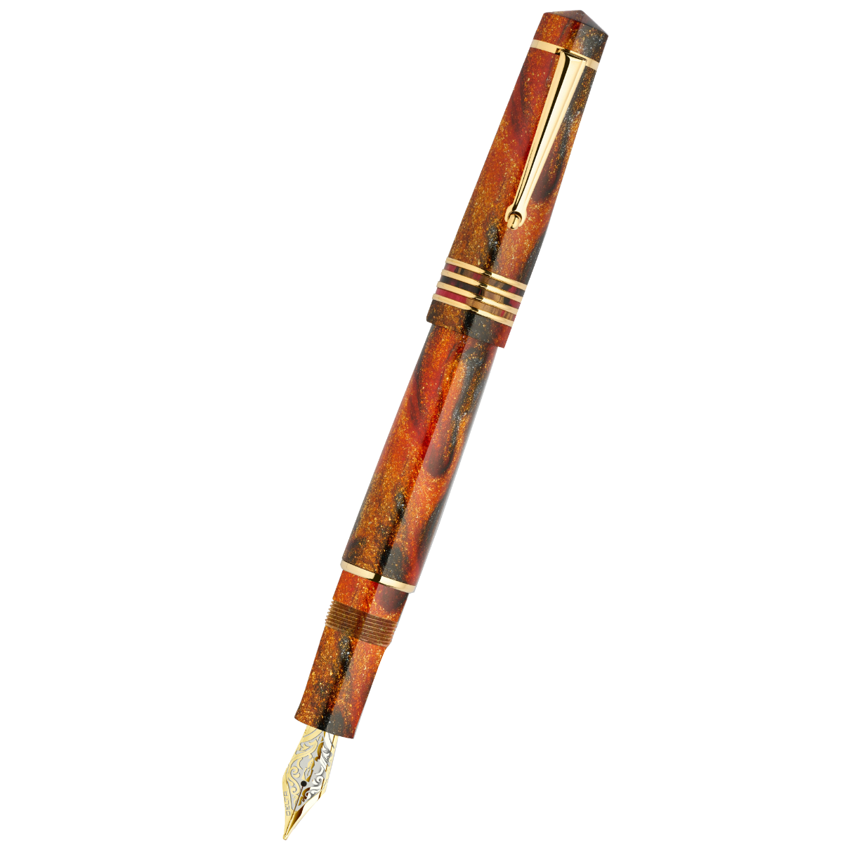 Delta DV Original Fountain Pen - Gold-Plated Stainless Steel Nib - Glow Up Oro (Mid Size)