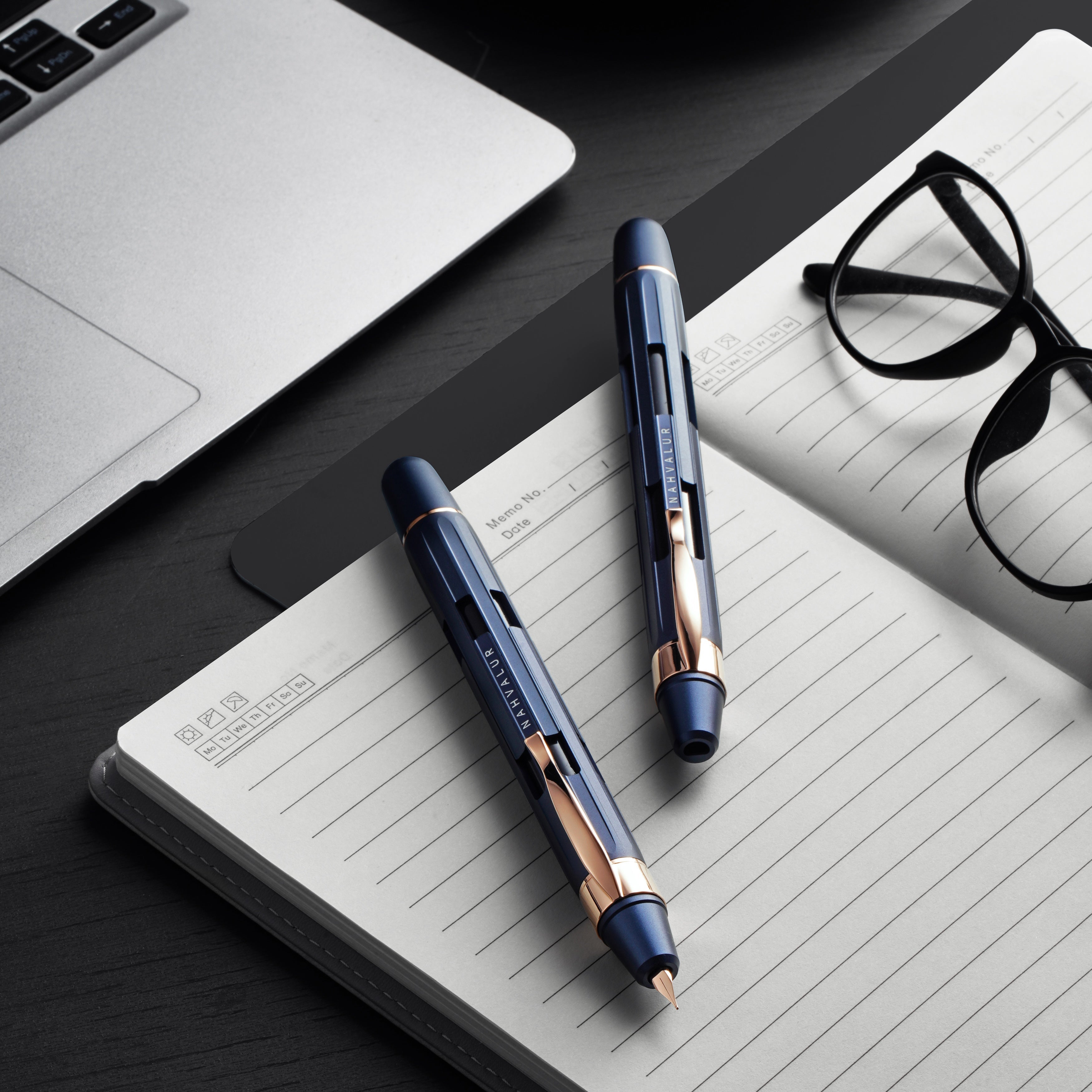 Nahvalur Eclipse Fountain Pen - Cobalt - Rose Gold Trim-Pen Boutique Ltd