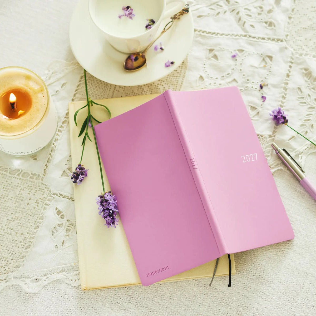 Hobonichi Light Hardcover English Book - Smooth: Lavender Milk - Tall & Slim (Weeks - Jan Start) - Pen Boutique Ltd