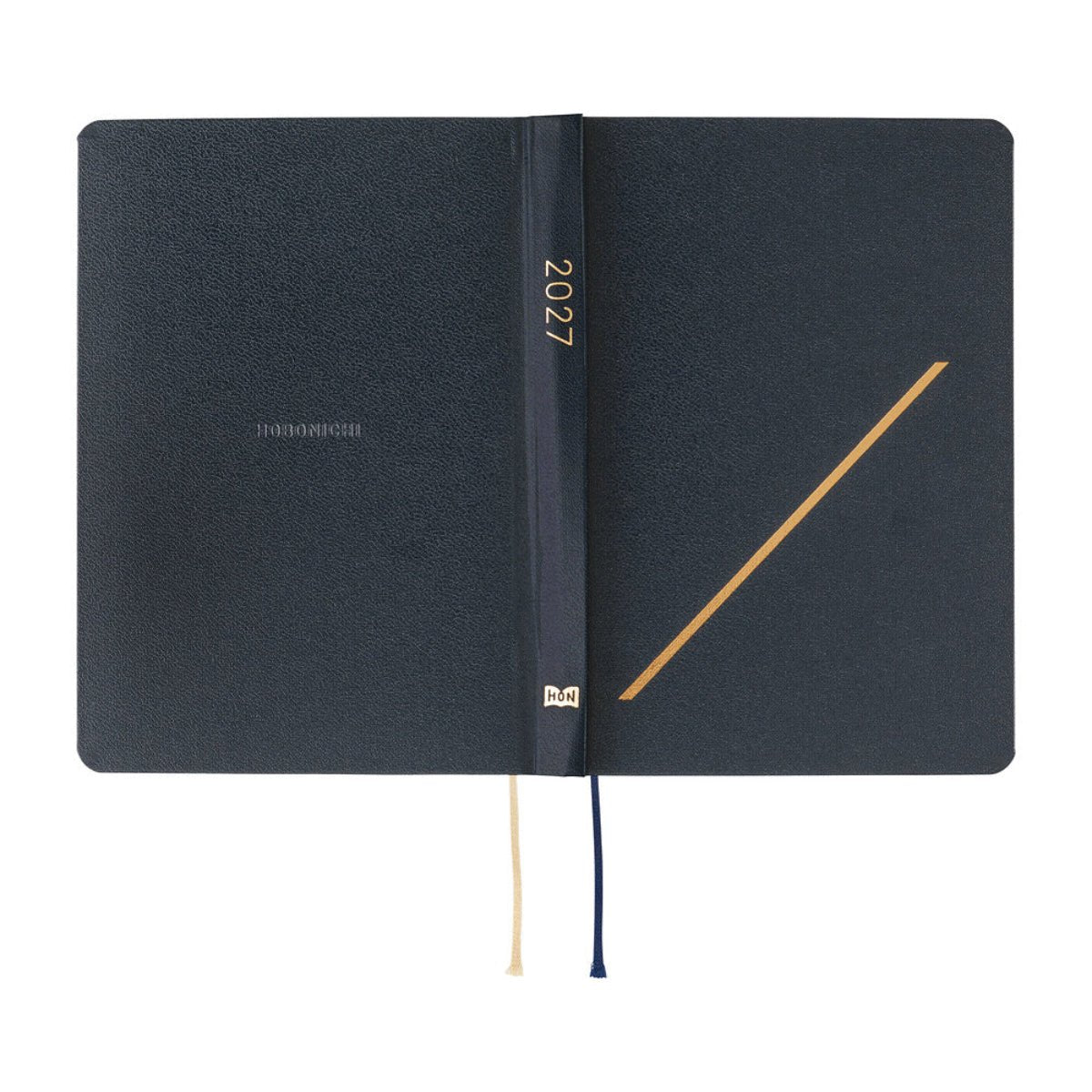 Hobonichi 2027 Light Hard Cover English Book - Slash (Navy) & HON Stamped - A6 (January Start) - Pen Boutique Ltd