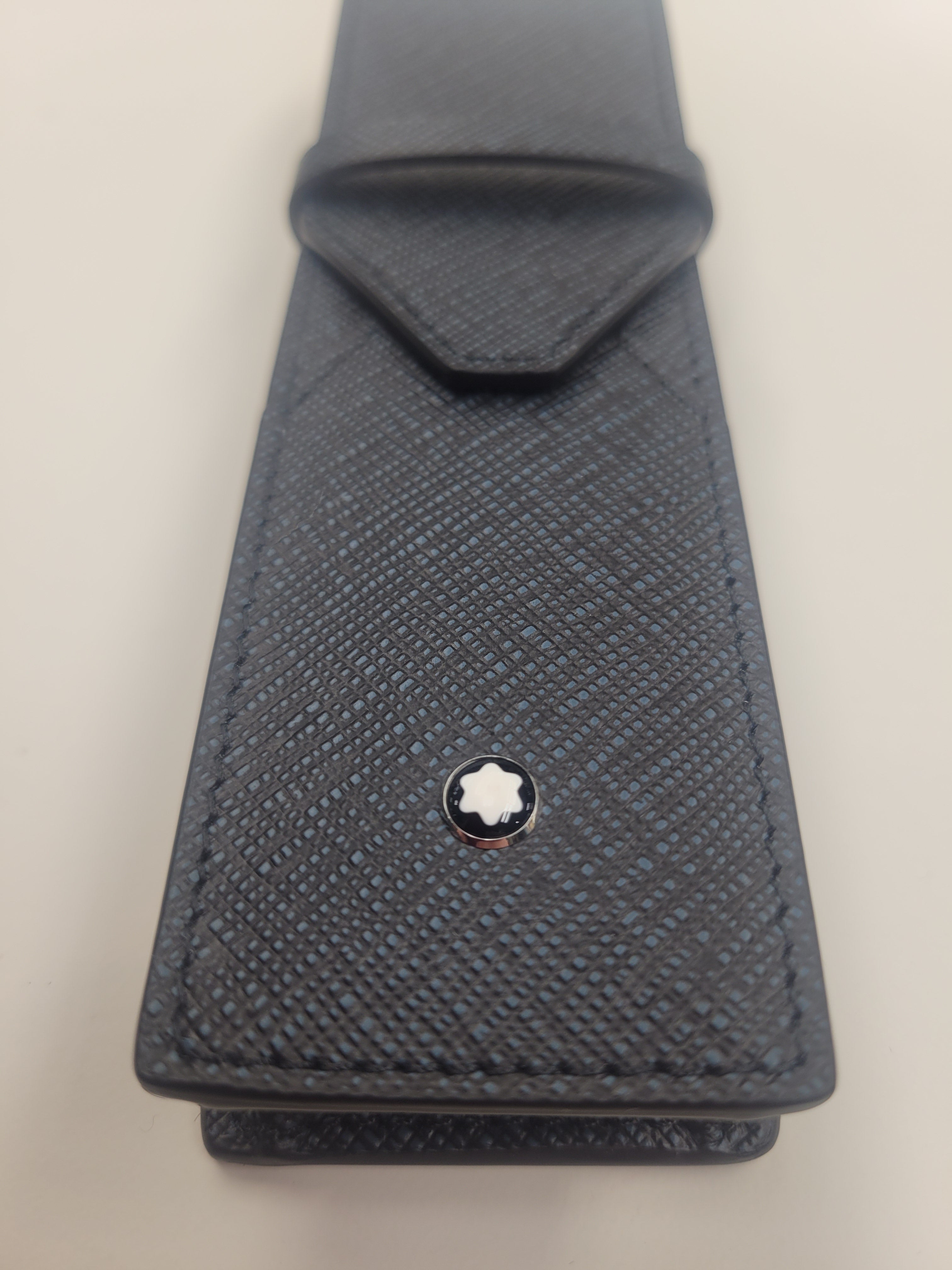 Montblanc Sartorial 2 Pen Pouch - Tweed Blue-Pen Boutique Ltd